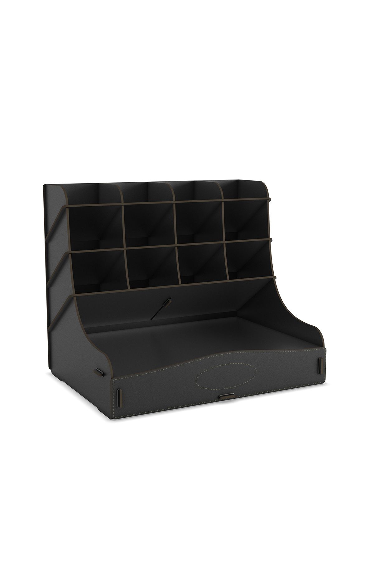 Mingitav-Chamber 12 Compartment Large Size A4 Document Shelf - Pen Holder and Desktop Organizer with Drawer 7