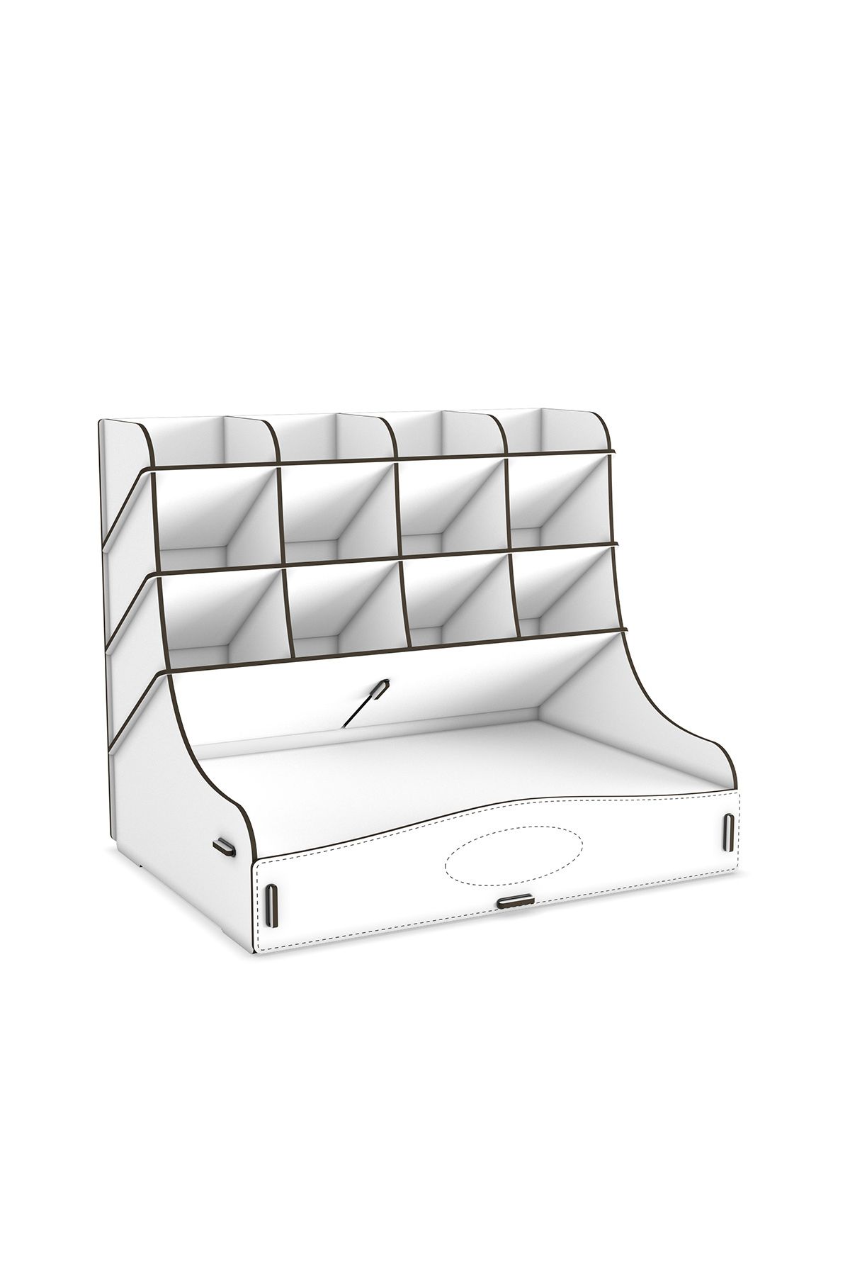 Mingitav-Chamber 12 Compartment Large Size A4 Document Shelf - Pen Holder and Desktop Organizer with Drawer 7