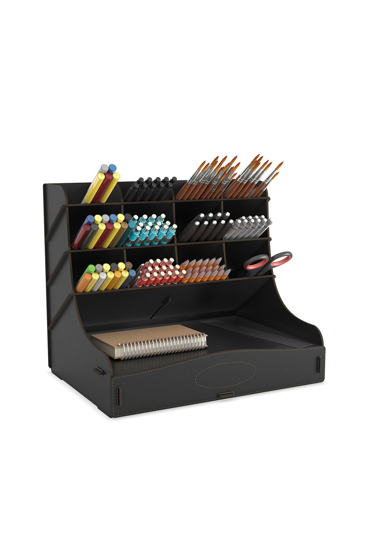 Mingitav-Chamber 12 Compartment Large Size A4 Document Shelf - Pen Holder and Desktop Organizer with Drawer 2