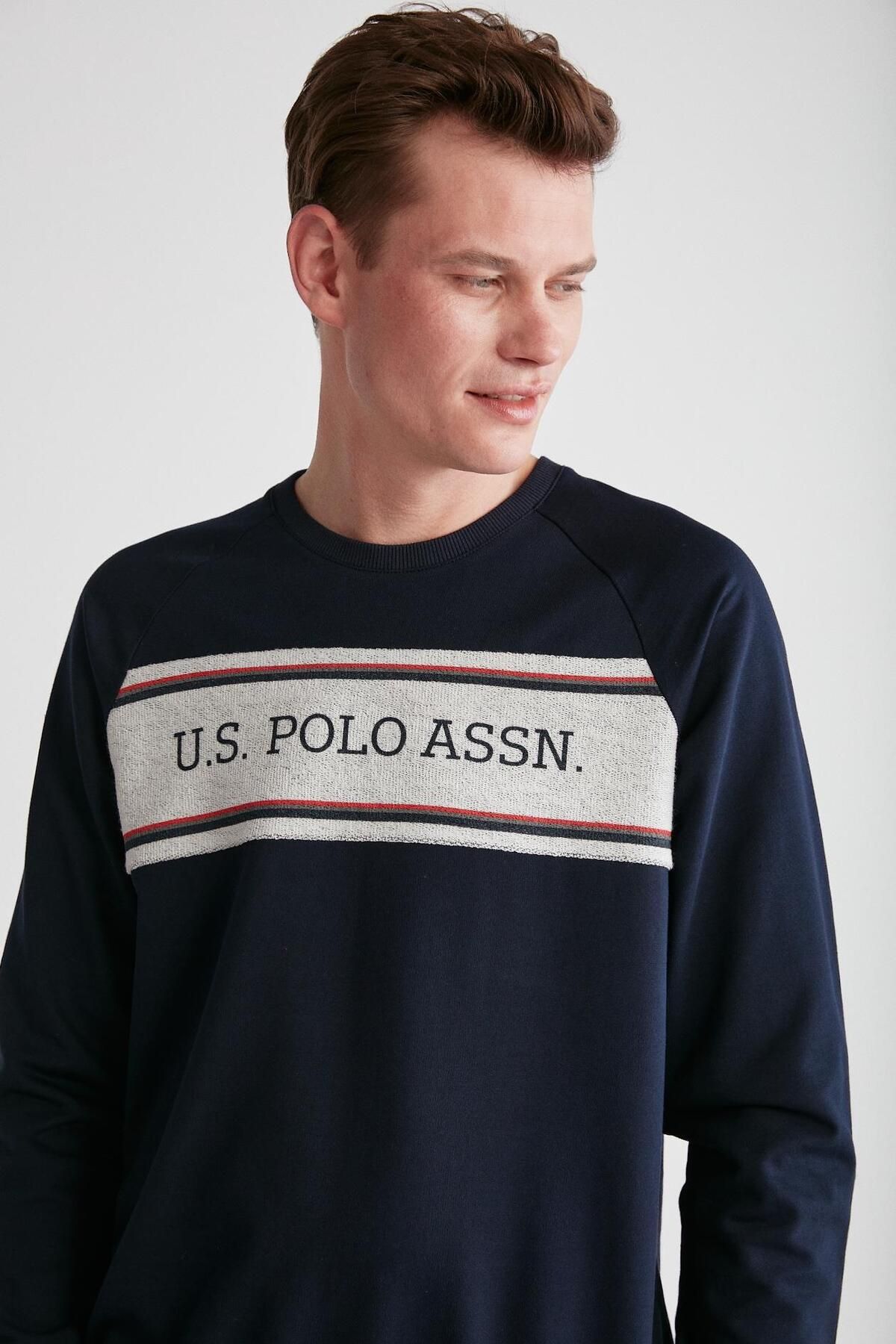 ست پیژامه آبی مردانه لباس خواب یقه گرد سرمه ای U.S. Polo Assn.