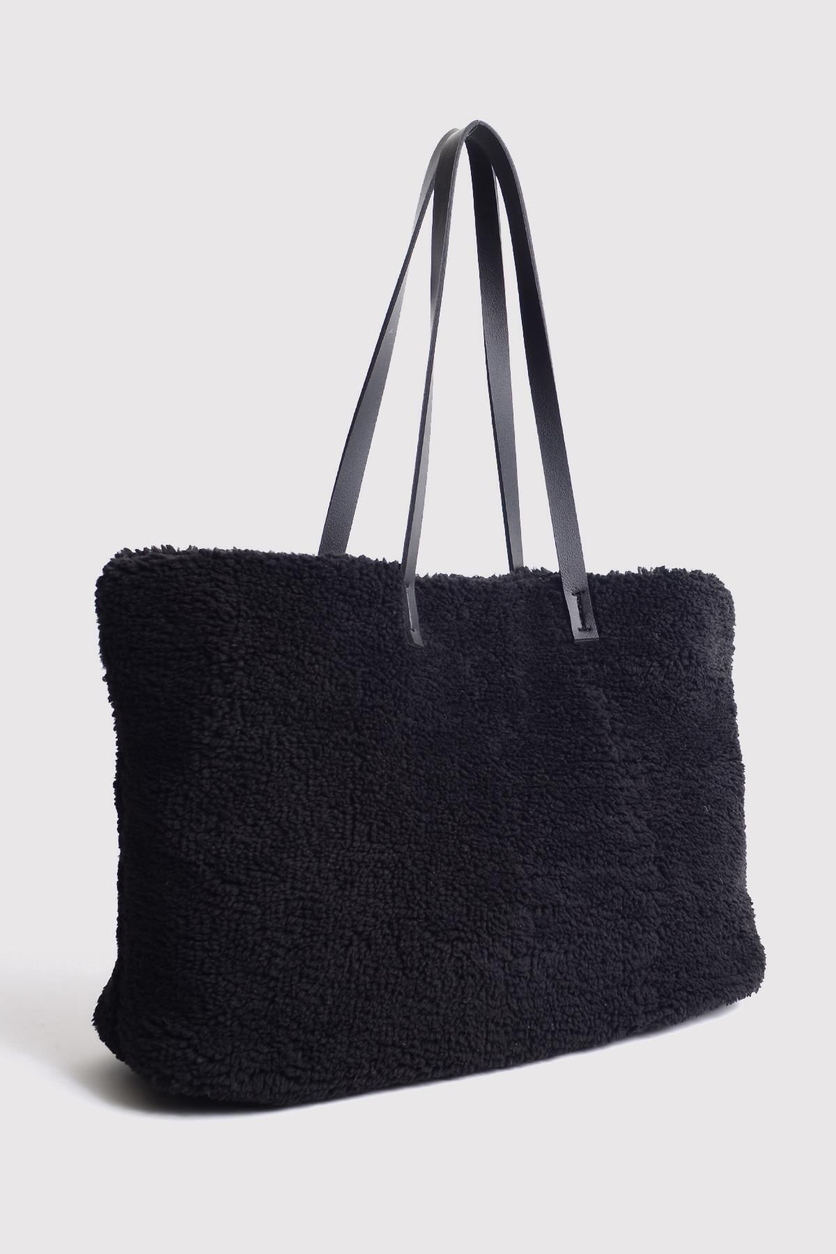 Fluffy black tote best sale bag