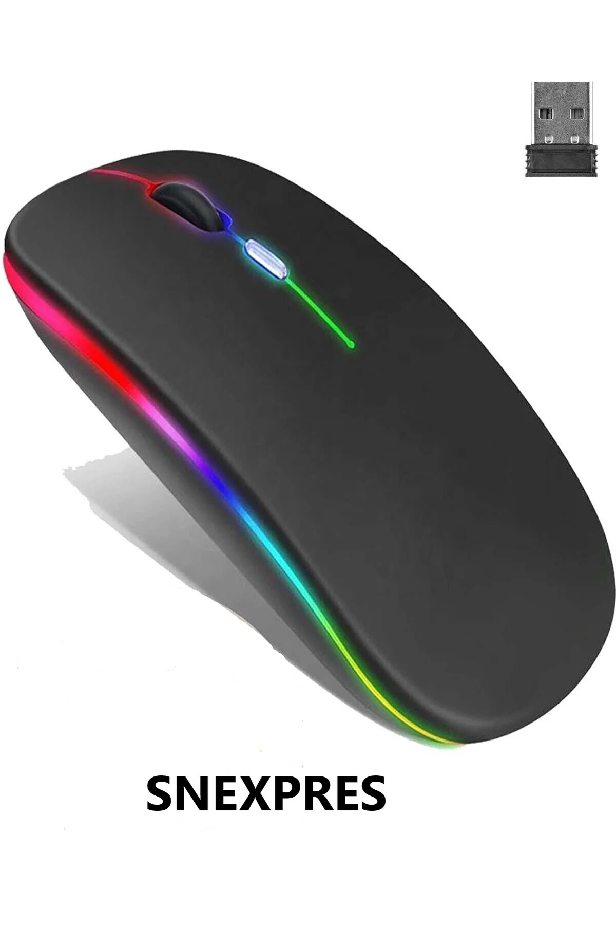 Ultra Slim Usb 2.4ghz Siyah Ledli 800/1200/1600dpi Şarjlı Kablosuz Mouse Rgb Led Işıklı