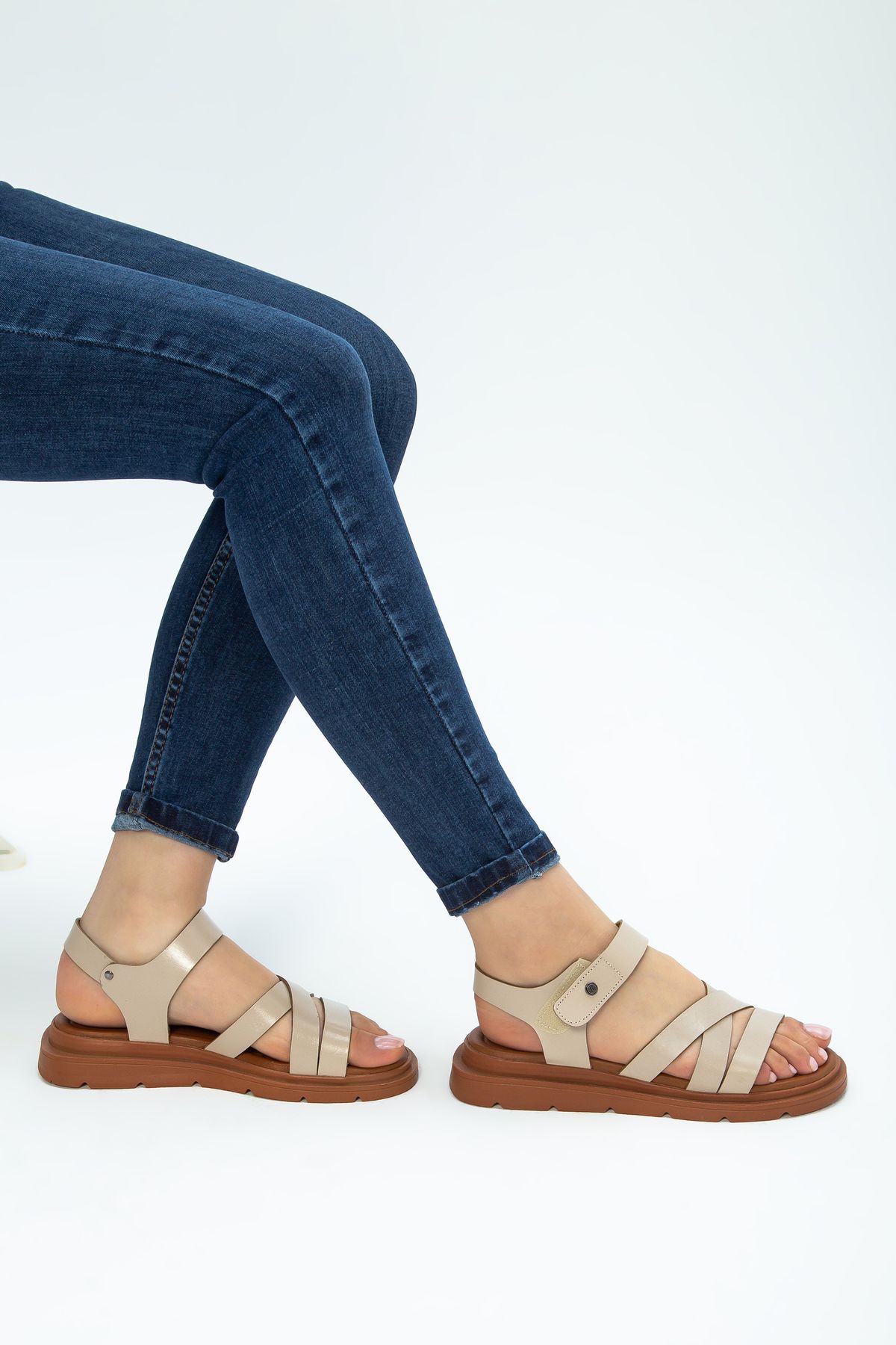 Tamer Tanca-Women's Genuine Leather Flat Sandals 878 522 Bn Sndlt Y23 4