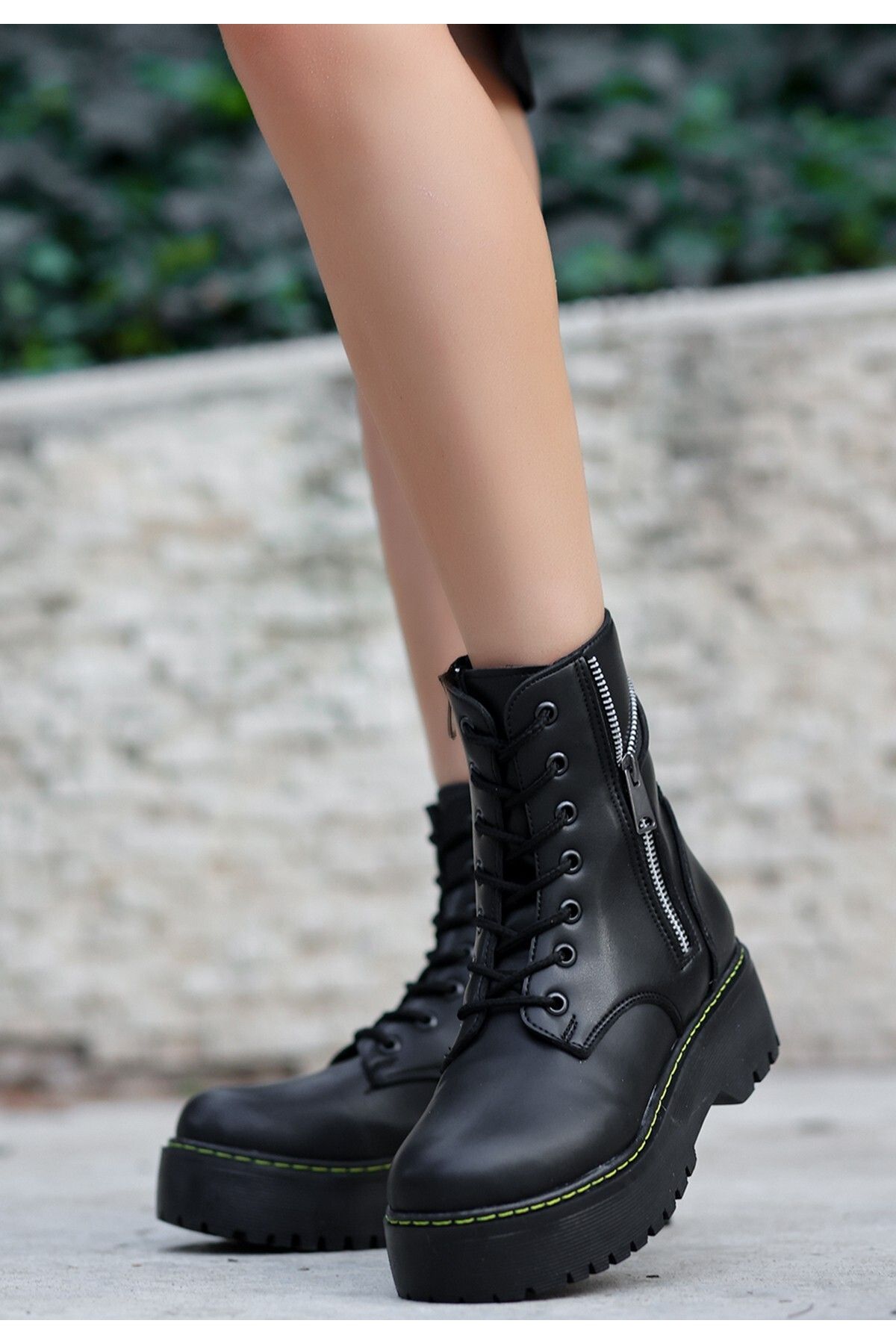 Women's boots with discount laces and zipper