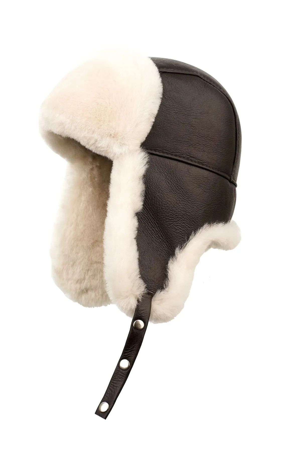 fubileather Leather Fur Unisex Pilot Hat Ushanka Trendyol