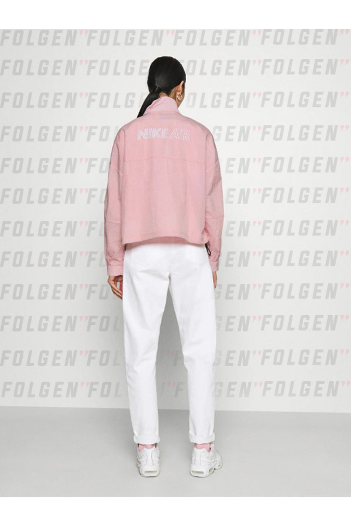 Nike-Women's Sportswear Air Woven Jacket Pink Women's Zippered Sports Jacket Windbreaker 4