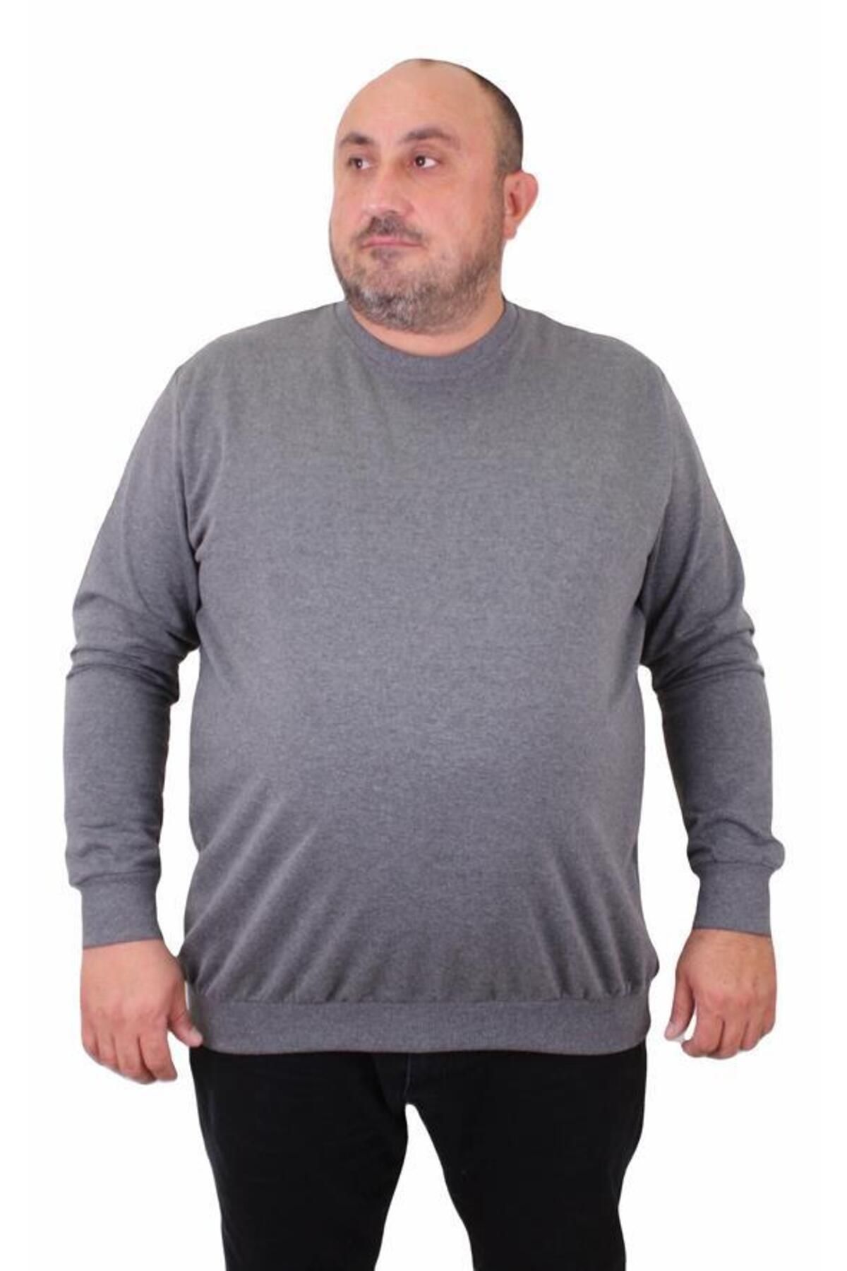 Starbattal Sweat Clasic Cu Gât Roșu De Mărime Mare Gri Masculin - 4XL