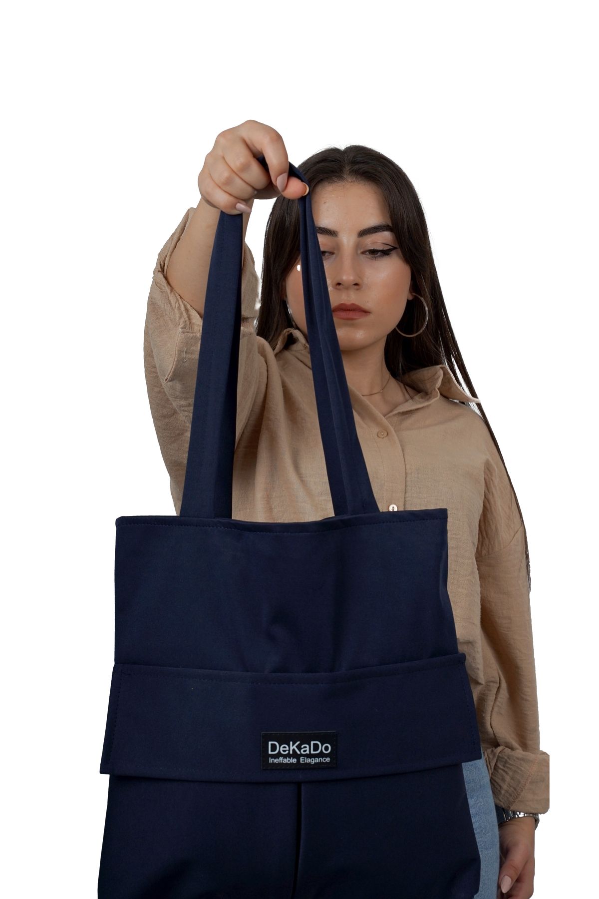 dekado Women s Navy Blue Zippered Hand and Shoulder Bag Fabric