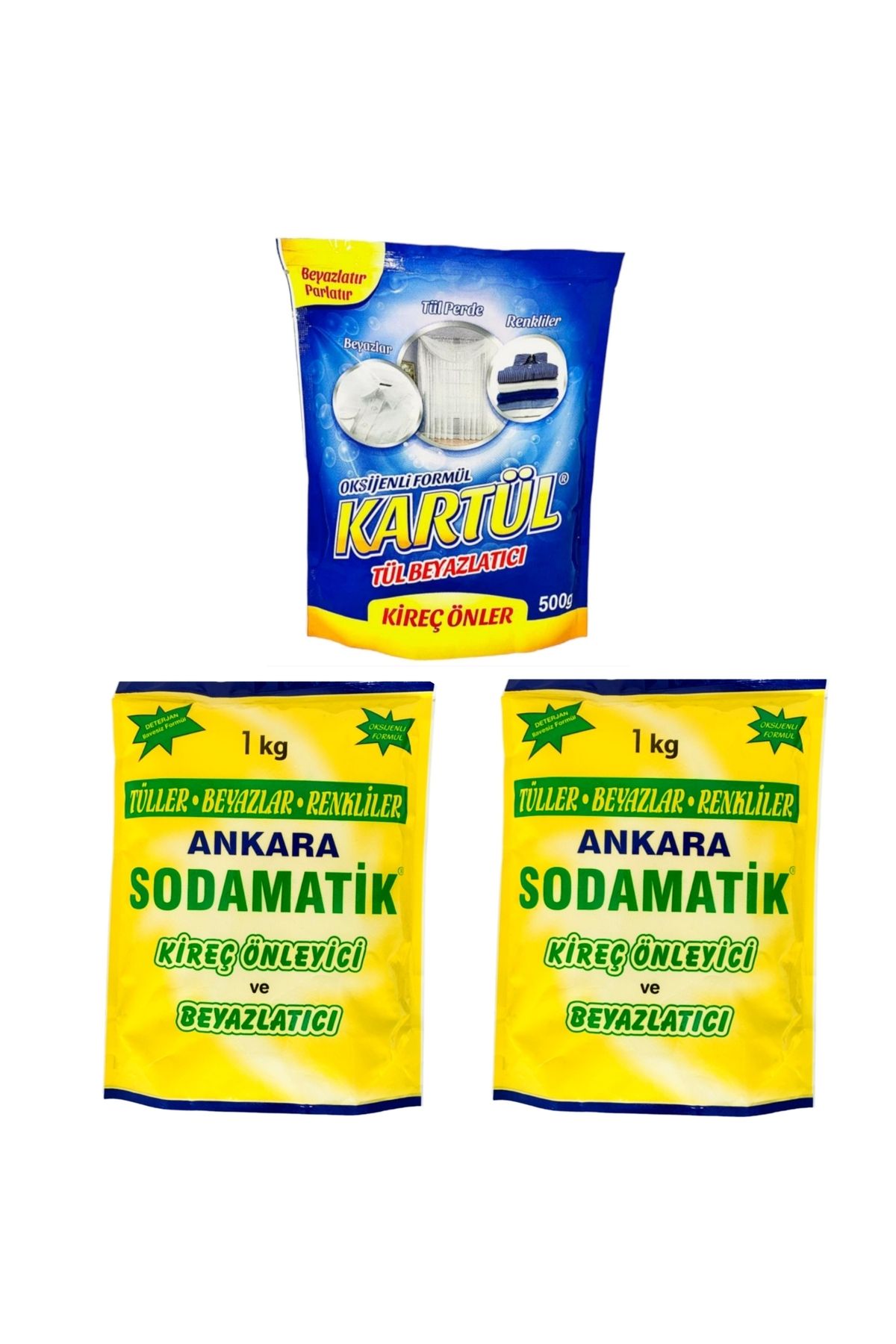 ankara sodamatik 1 Kg * 2 Adet Kartül Tül Beyazlatıcı 500 gr * 1 Adet