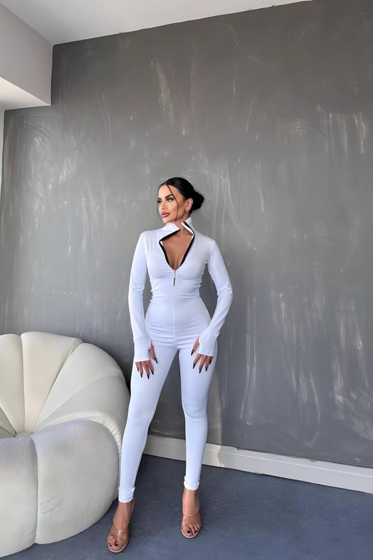 White hot sale scuba jumpsuit
