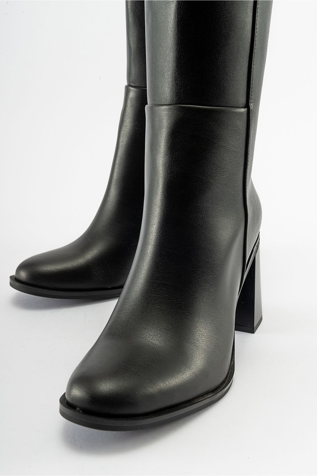 LuviShoes-Γυναικείες μπότες με τακούνι MARANTA Black Skin 5