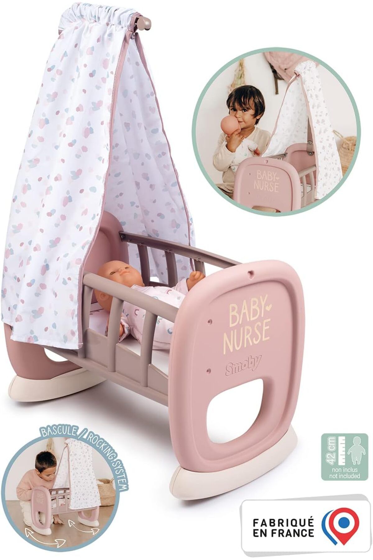 Smoby-220373 Model Baby Cradle and Baby Cradle with Mosquito Net 5