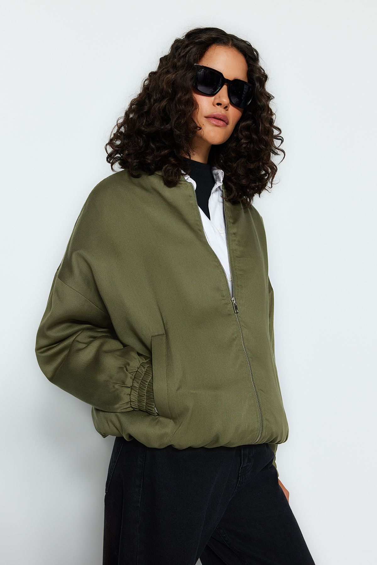 Zara khaki bomber sales