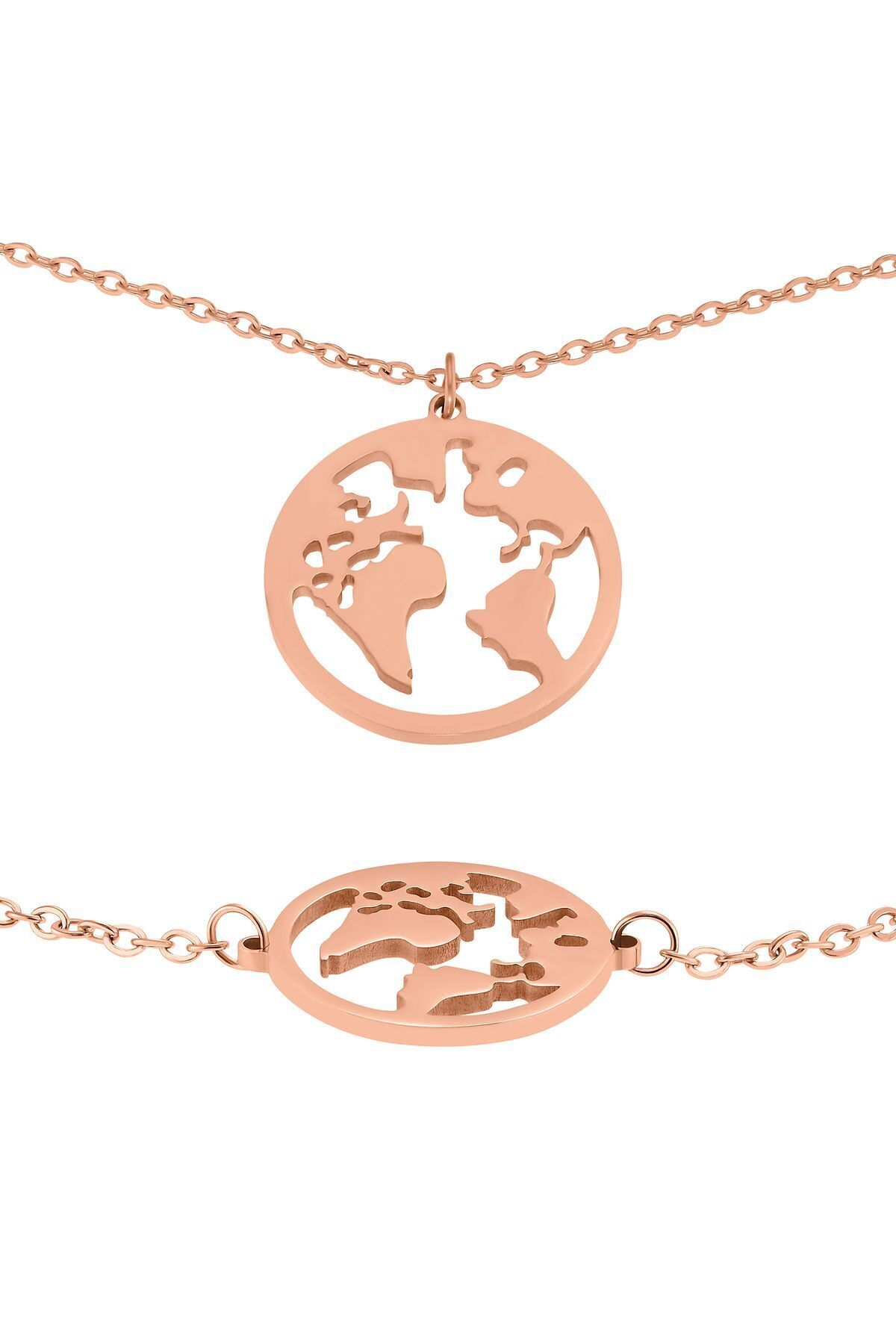 Heideman-Schmuckset Frauen Mit Armband Und Halskette Set Weltkarte Silberfarben Basic 3