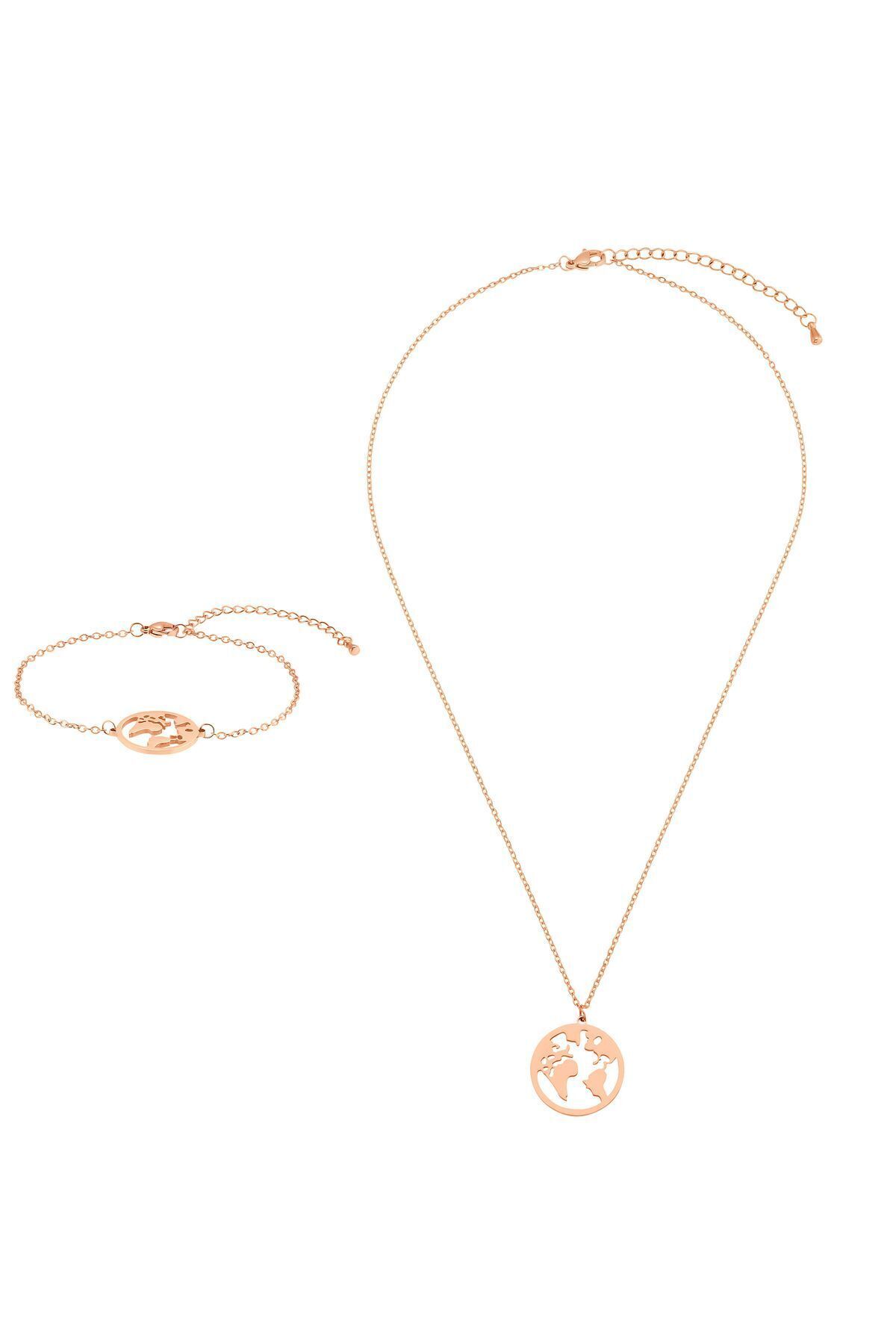 Heideman-Schmuckset Frauen Mit Armband Und Halskette Set Weltkarte Silberfarben Basic 1