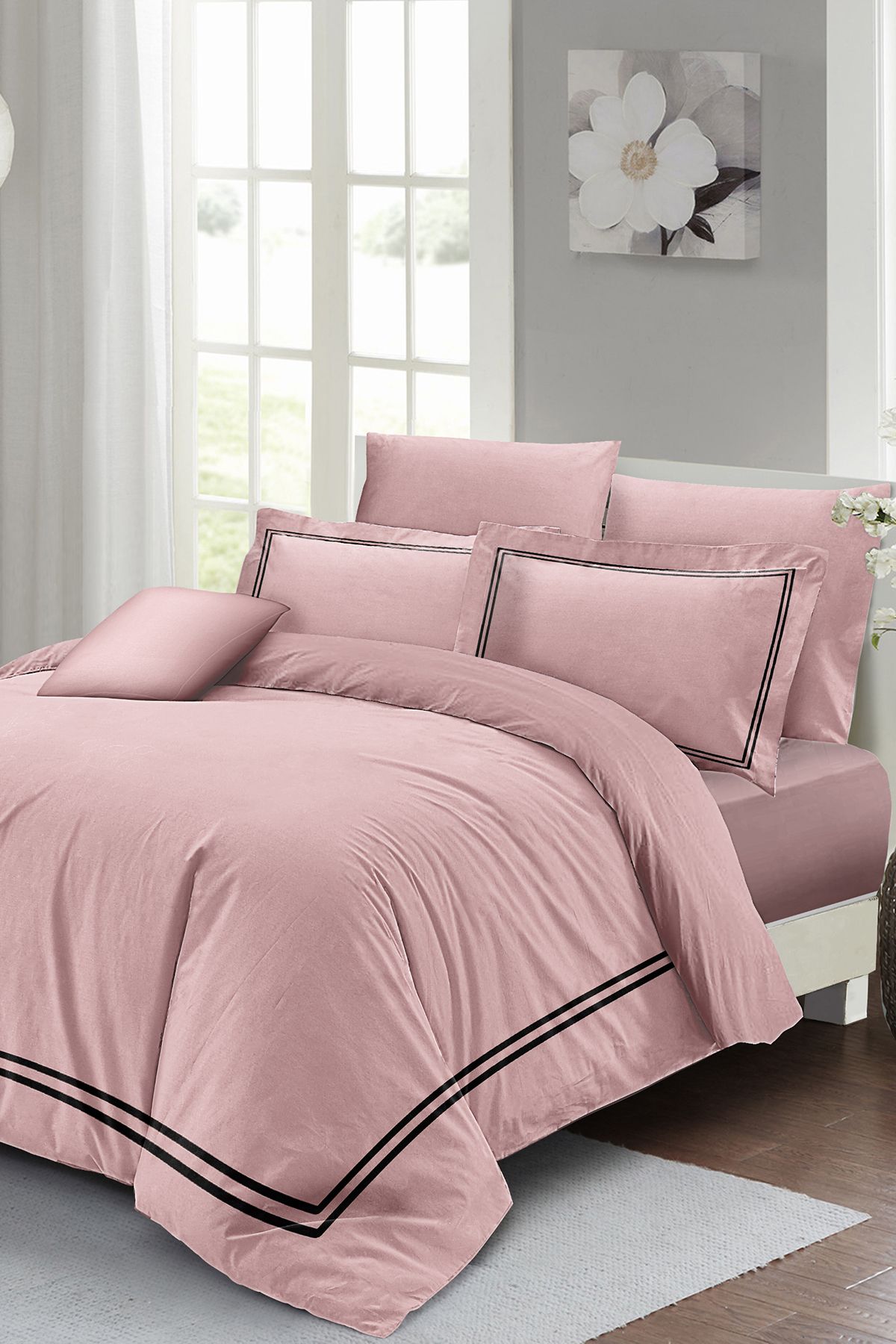 Monohome 100 Cotton Satin Double Duvet Cover Set with Fitted