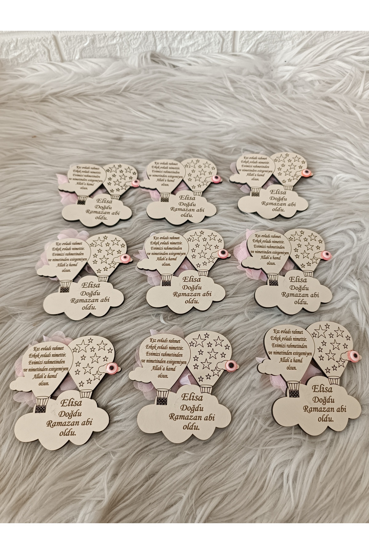 doğrukan 20 Adet Uçan Balon Ahşap Yenidoğan Doğum Günü Bebek Magnet Hediyelik fotoğrafı 3 (önizleme)