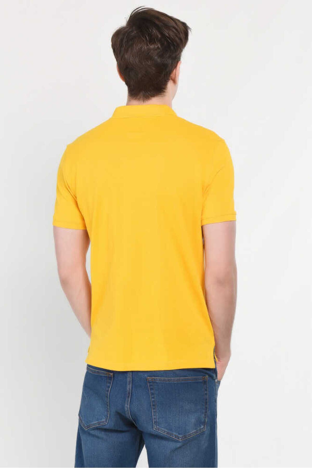 Ucla تی شرت مردانه یقه پولو دوزی شده  Yellow