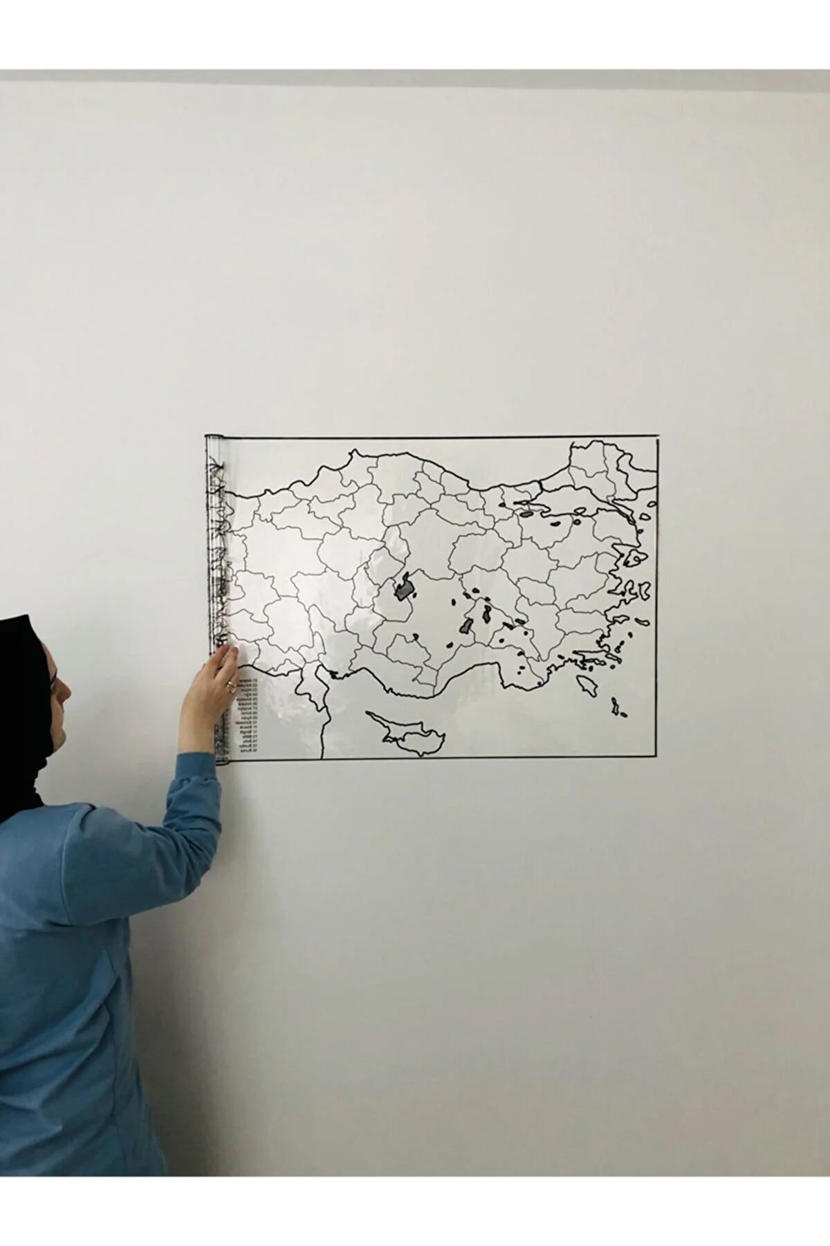 Tutunabilir Kağıt-110X56Cm Turkey Map - Static Smart, Transparent Paper, Pen Non-Adhesive Holding Board 1