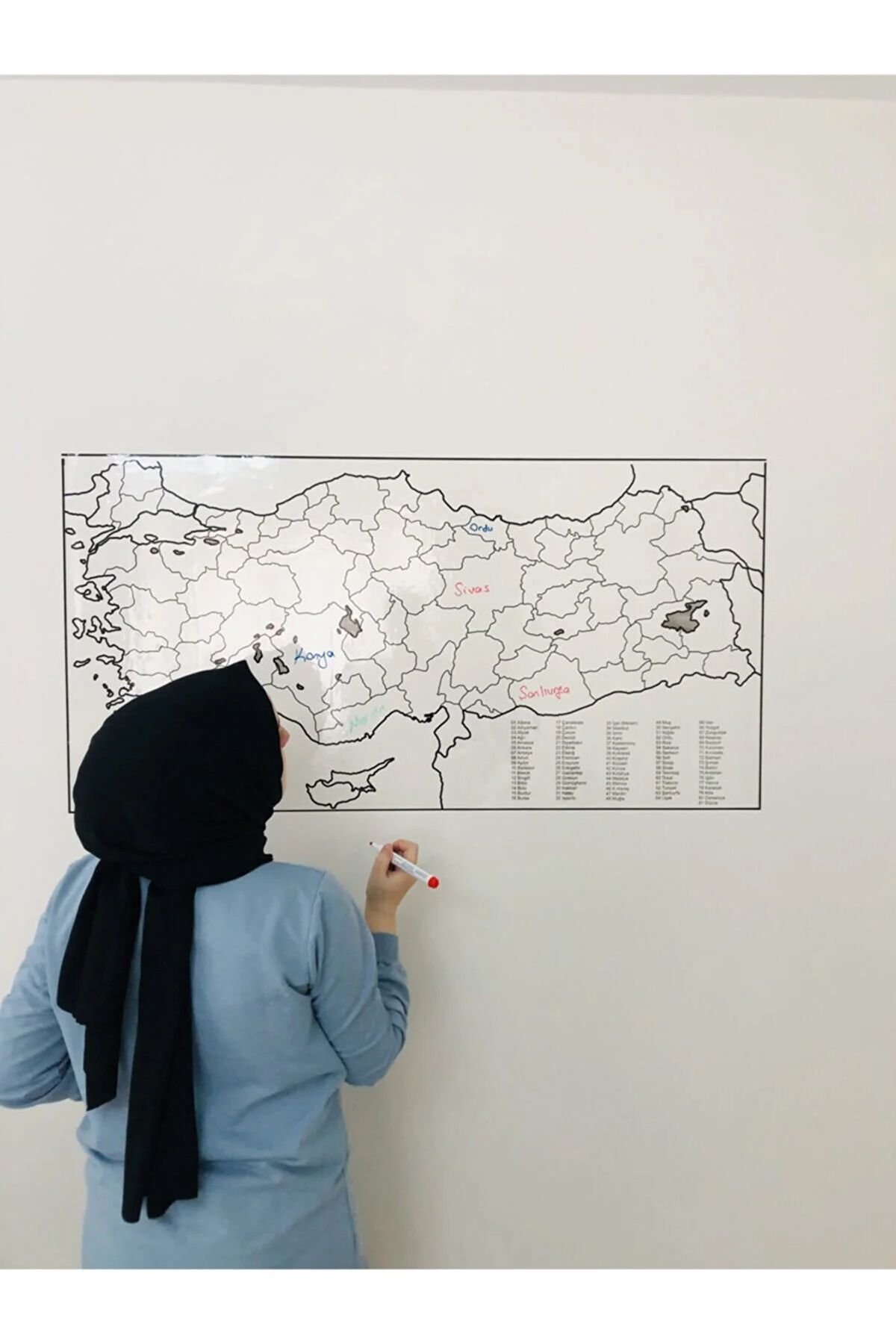 Tutunabilir Kağıt-110X56Cm Turkey Map - Static Smart, Transparent Paper, Pen Non-Adhesive Holding Board 3