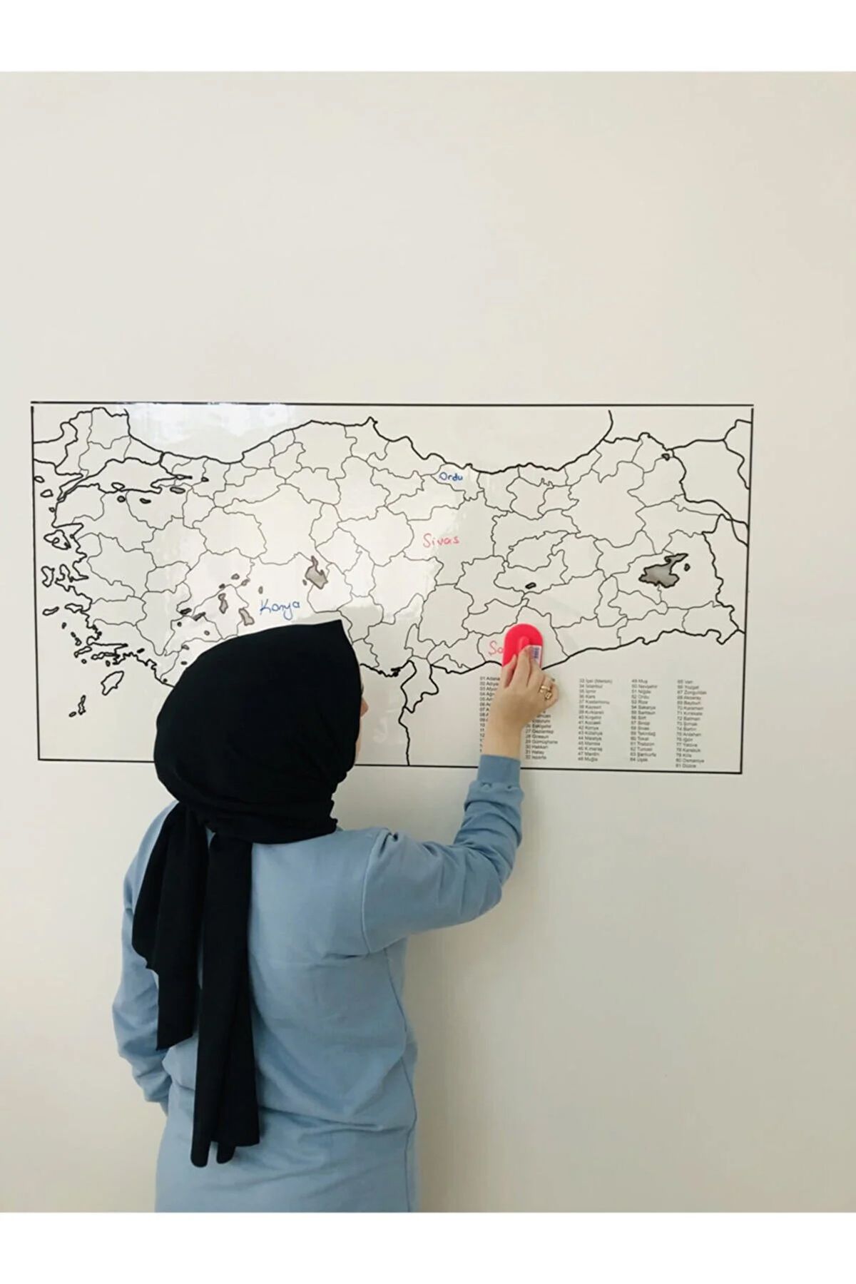 Tutunabilir Kağıt-110X56Cm Turkey Map - Static Smart, Transparent Paper, Pen Non-Adhesive Holding Board 5