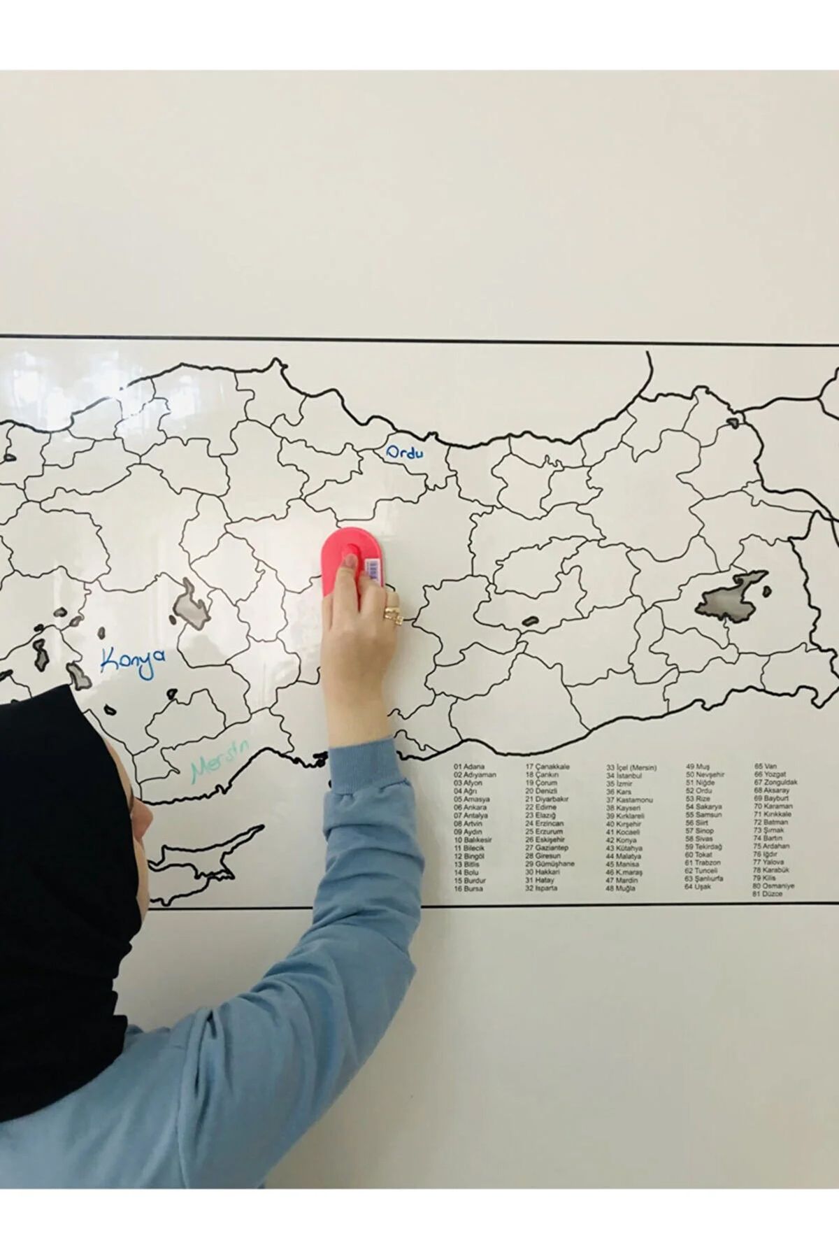 Tutunabilir Kağıt-110X56Cm Turkey Map - Static Smart, Transparent Paper, Pen Non-Adhesive Holding Board 6