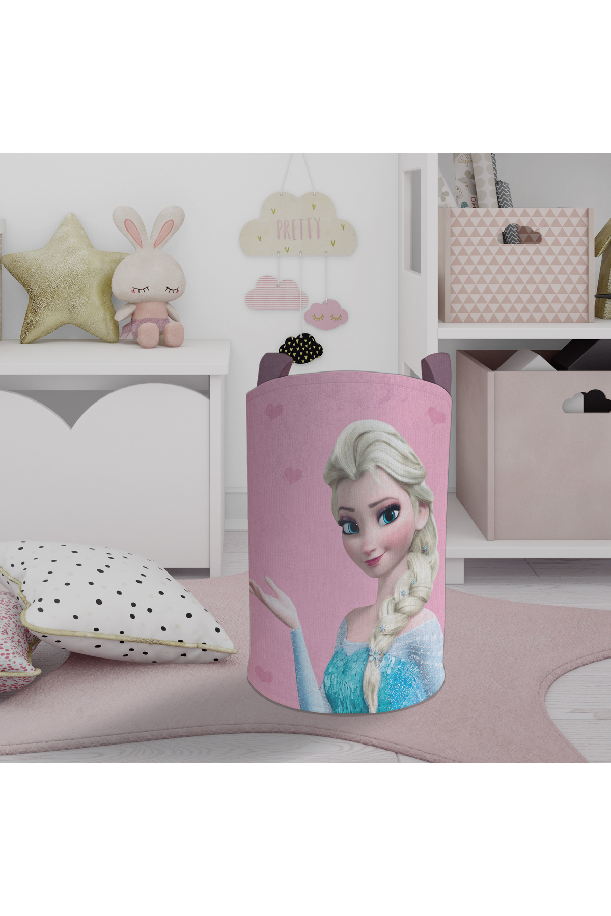 MEKTA HOME BEBEK VE ÇOCUK ODASI Pembe Elsa Desenli Oyuncak Sepeti