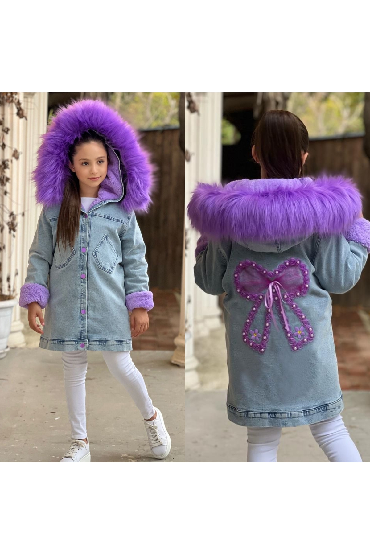 RENGARENK KIDS STORE Kiz Cocuk Kürklü Kot Mont Fiyatı, Yorumları Trendyol
