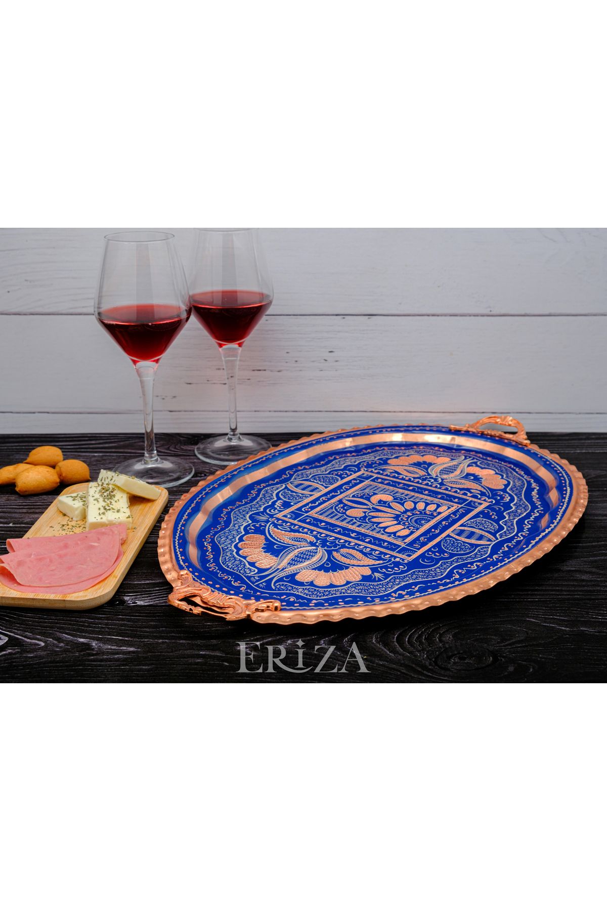 ERİZA-23X34 cm Ovale, Non-Dirty, Thick Copper Tea & Coffee Presentation Tray 2