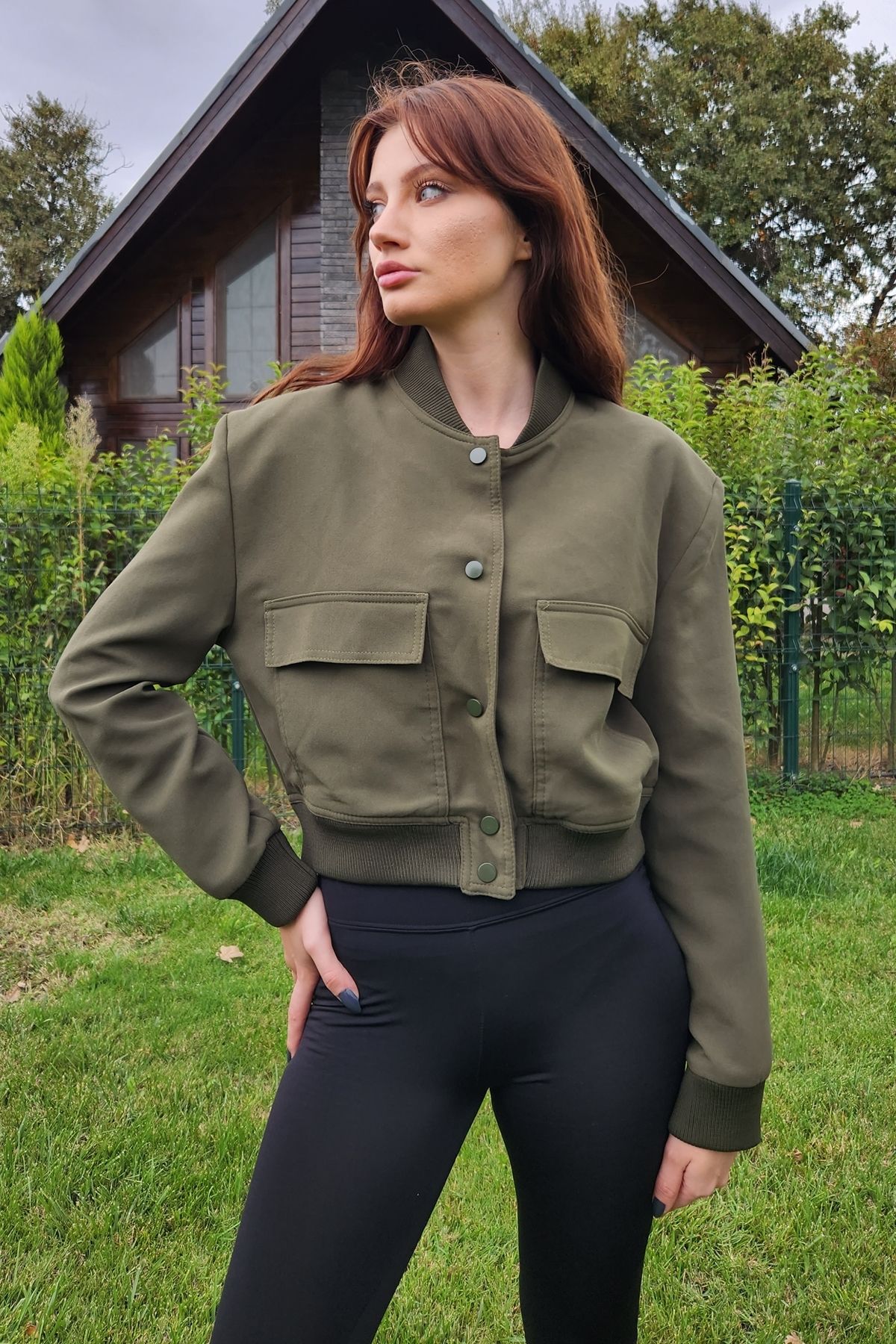 Short khaki jacket shop