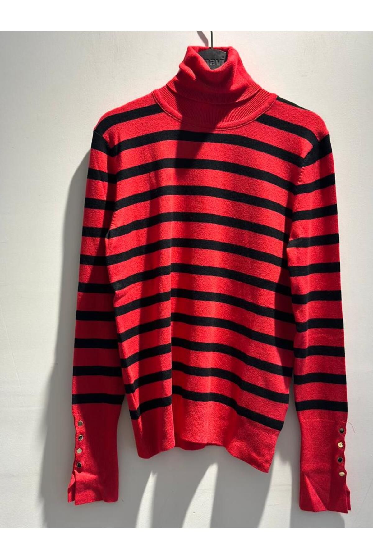 Colorful striped turtleneck top