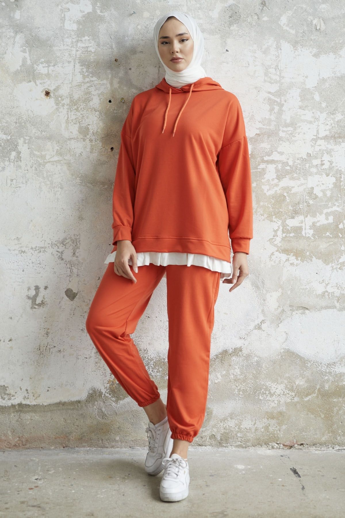 Orange hoodie and sweatpants discount