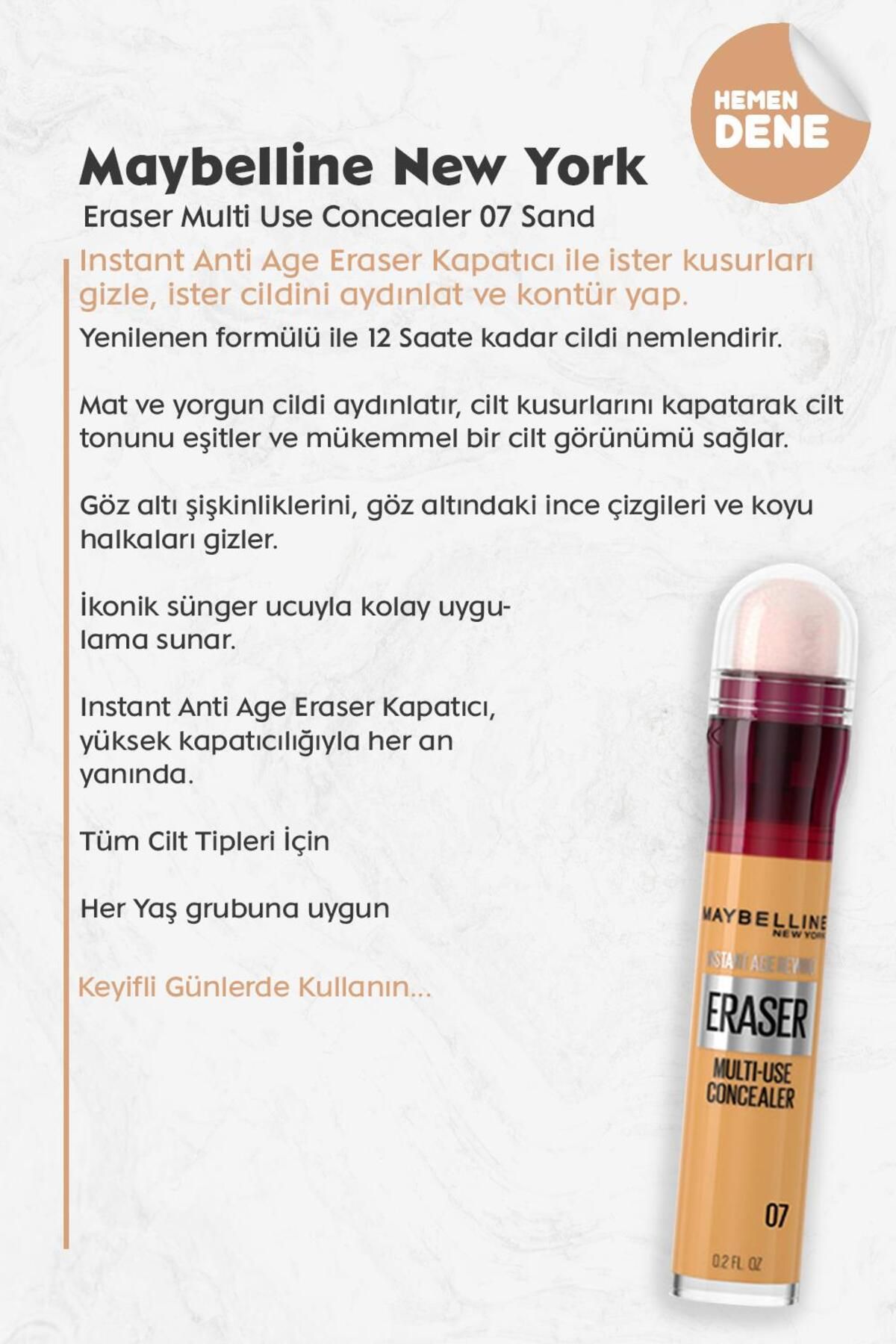 Maybelline New York-Eraser Multi Use Concealer 07 Sand 2