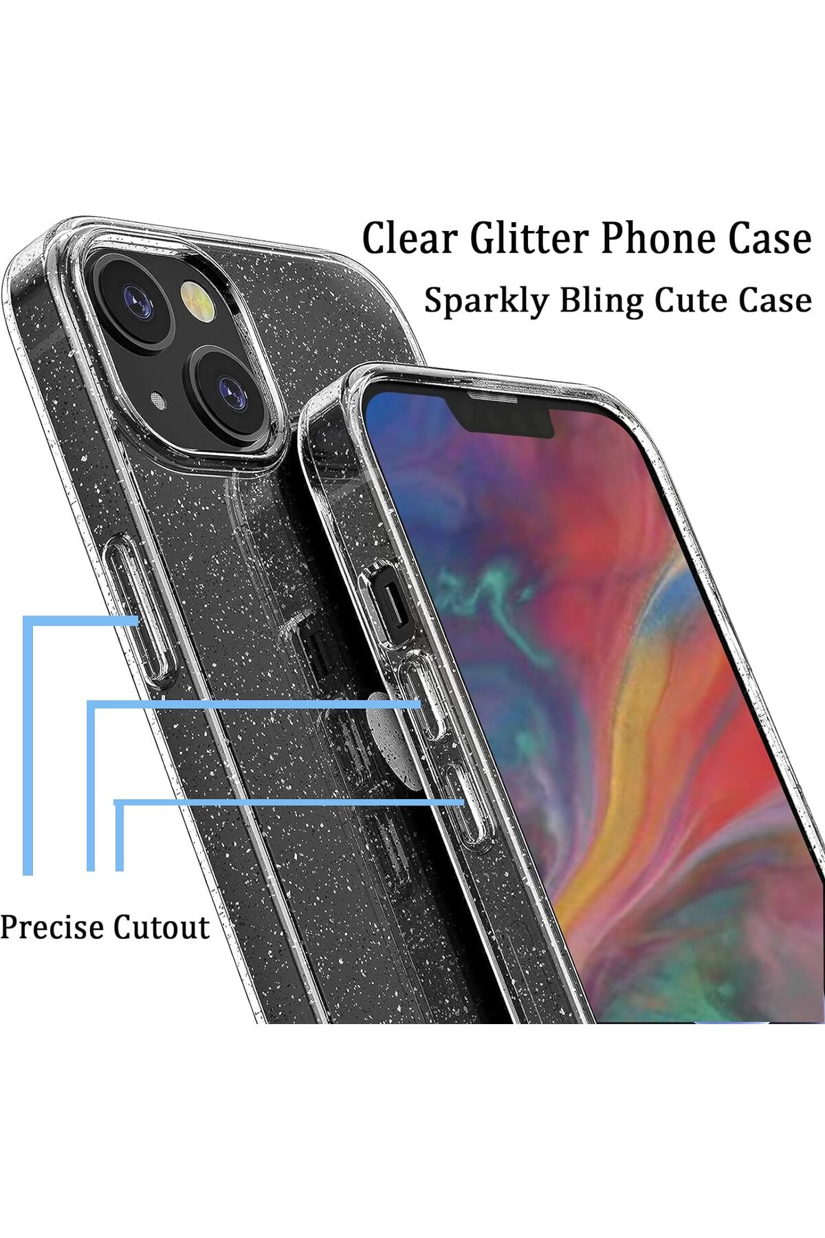 İphone 15 (2023) Uyumlu Kristal Simli Sararmaz Sert Kapak Darbeye Dayanıklı (SİLİKON DEĞİL) 3