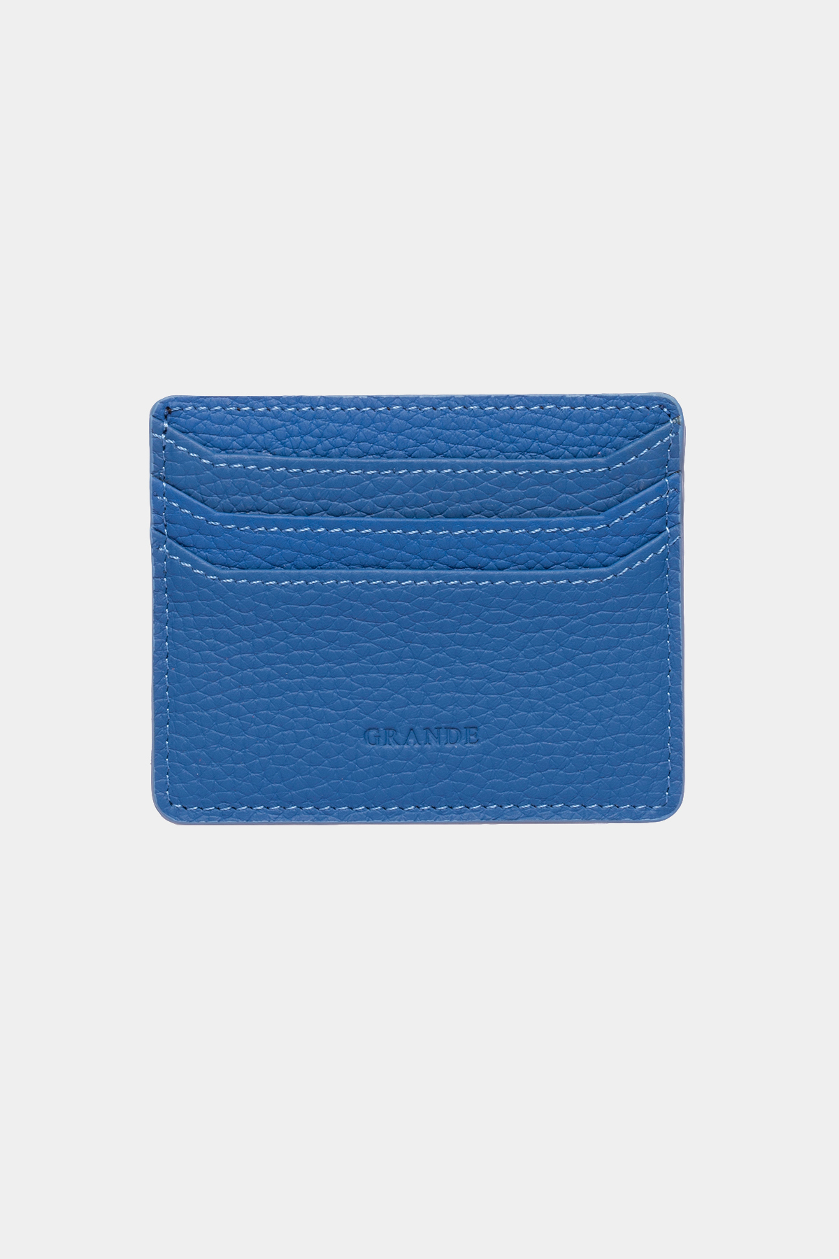 3633 Genuine Leather Super Thin Women Men Card Holder Blue