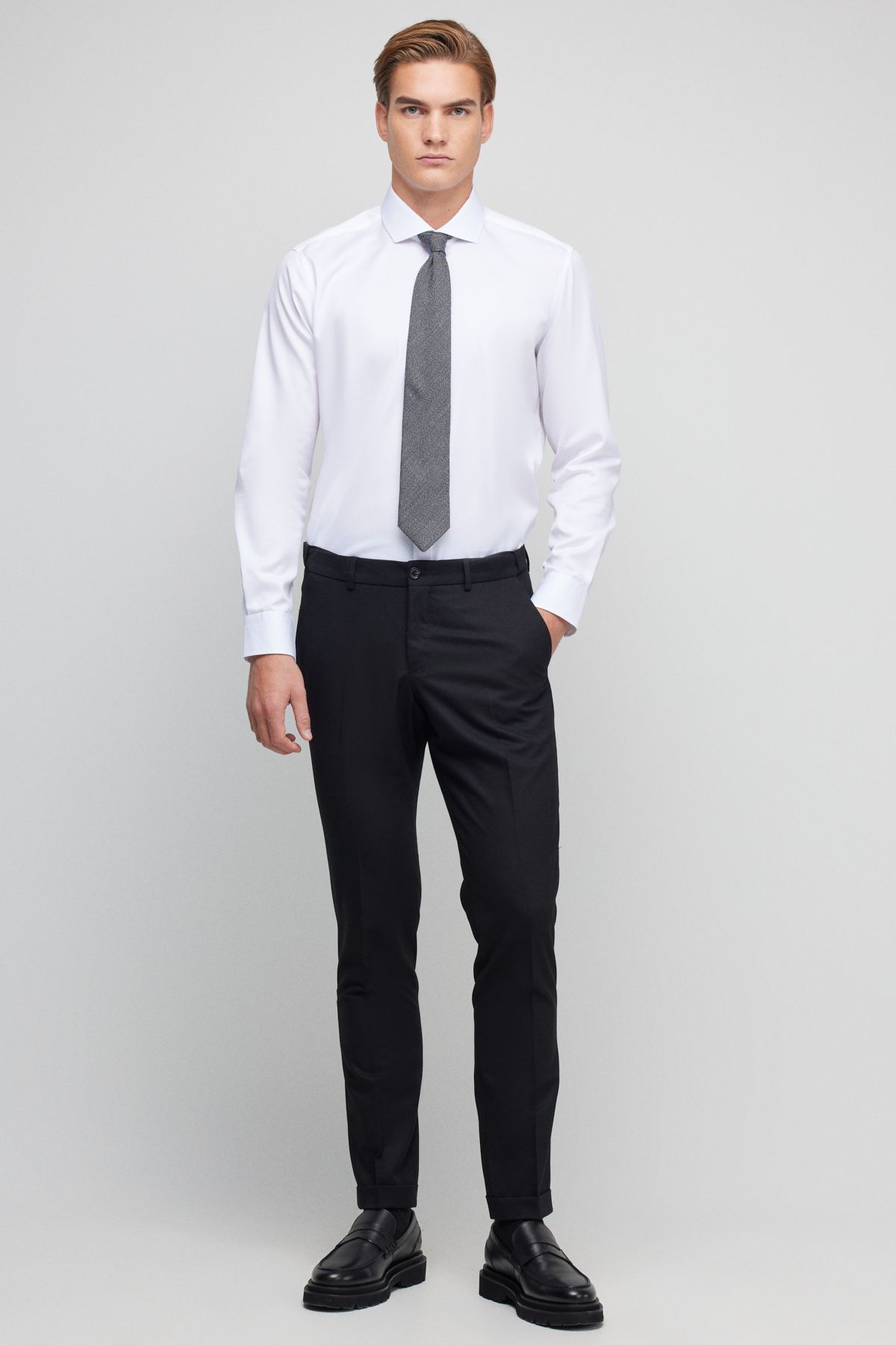 BROOKS BROTHERS-Férfi fehér 100% pamut normál szabású klasszikus galléros ing 4
