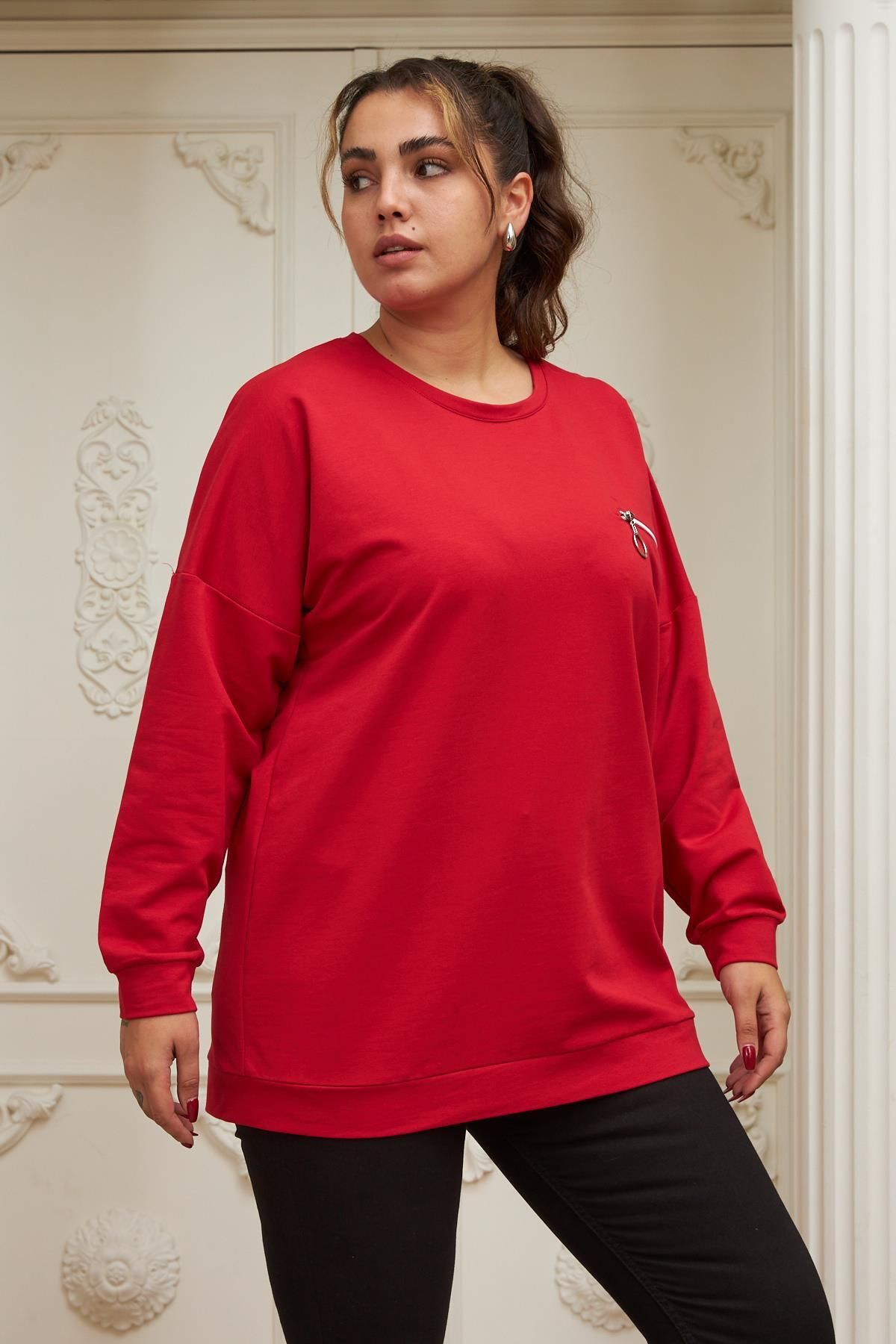 Plus size red sweatshirt sale
