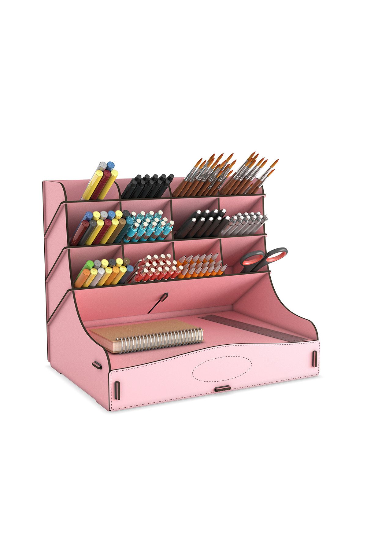 Mingitav-Chamber 12 Compartment Large Size A4 Document Shelf - Pen Holder and Desktop Organizer with Drawer 4