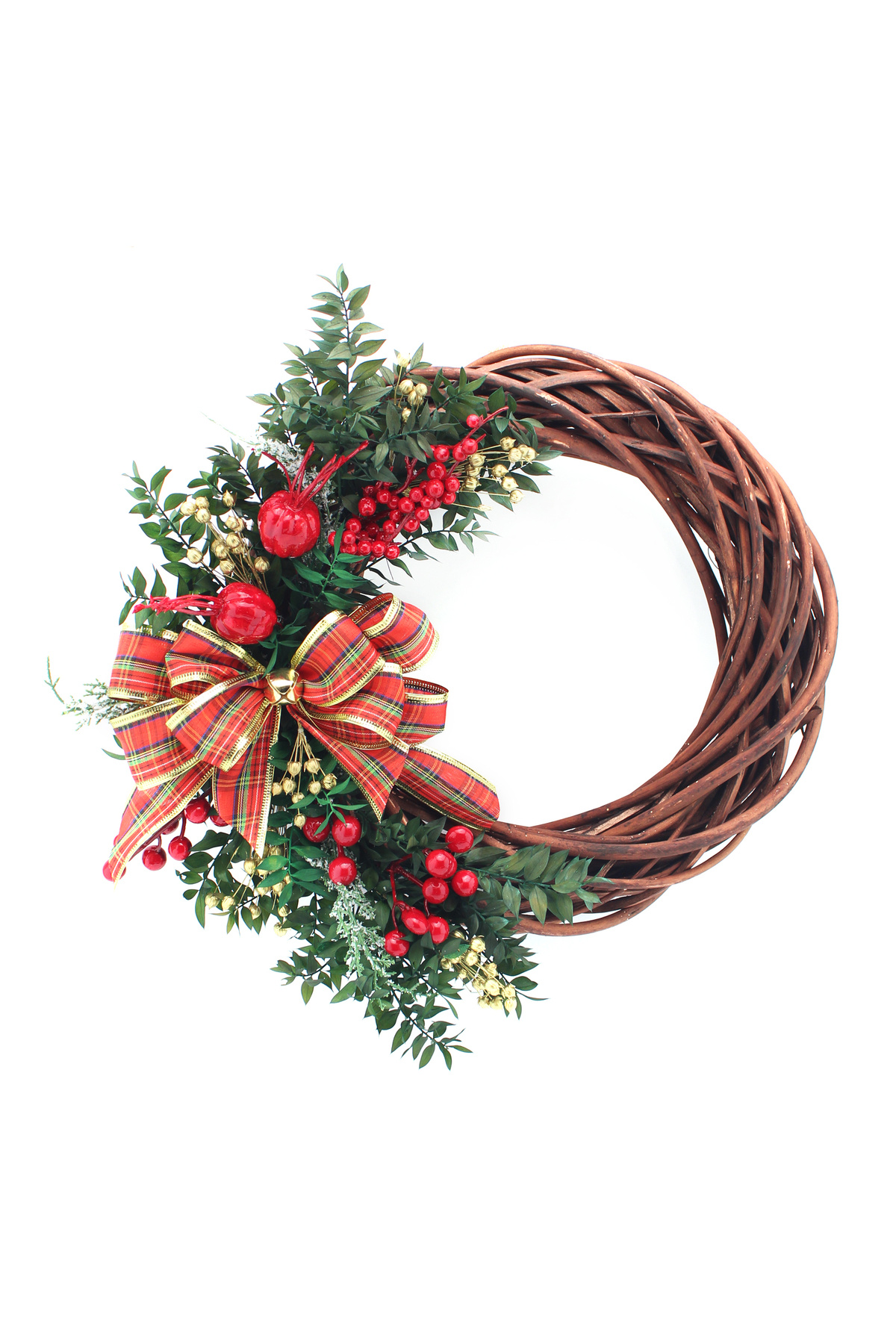 Natural Dried Flowers 35cm Wicker Garland Christmas Door Ornament