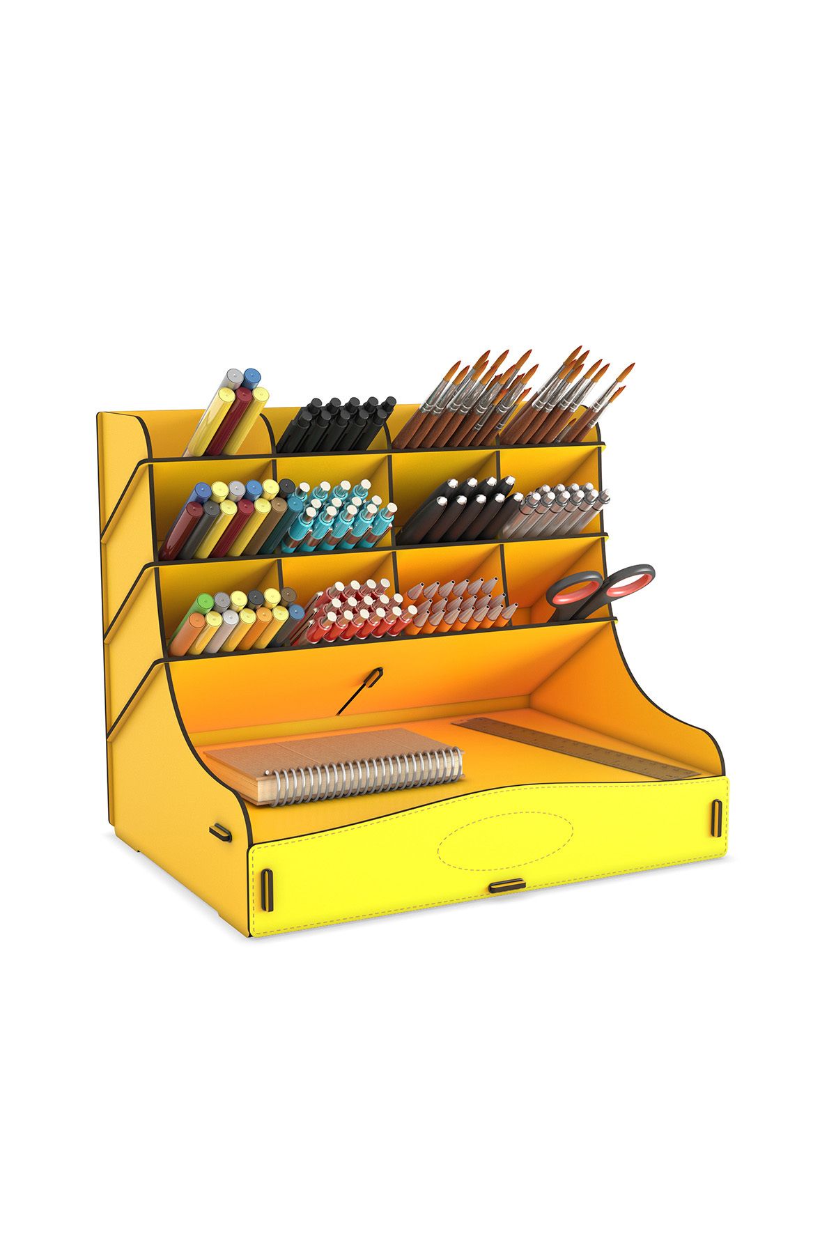 Mingitav-Chamber 12 Compartment Large Size A4 Document Shelf - Pen Holder and Desktop Organizer with Drawer 5