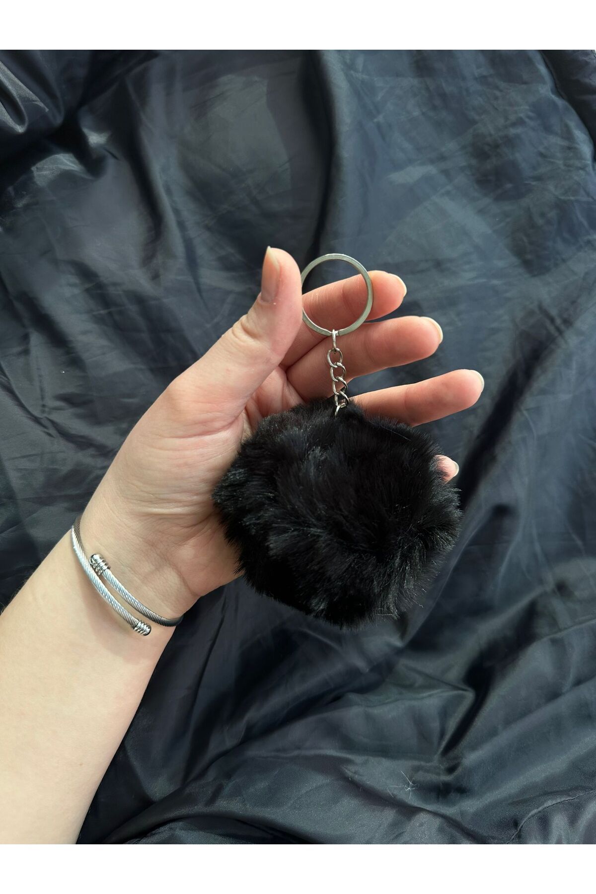 Alos Star-Keychain, Plush Keychain, Pom Pom Keychain, Bag Accessory, BLACK Plush Keychain 3
