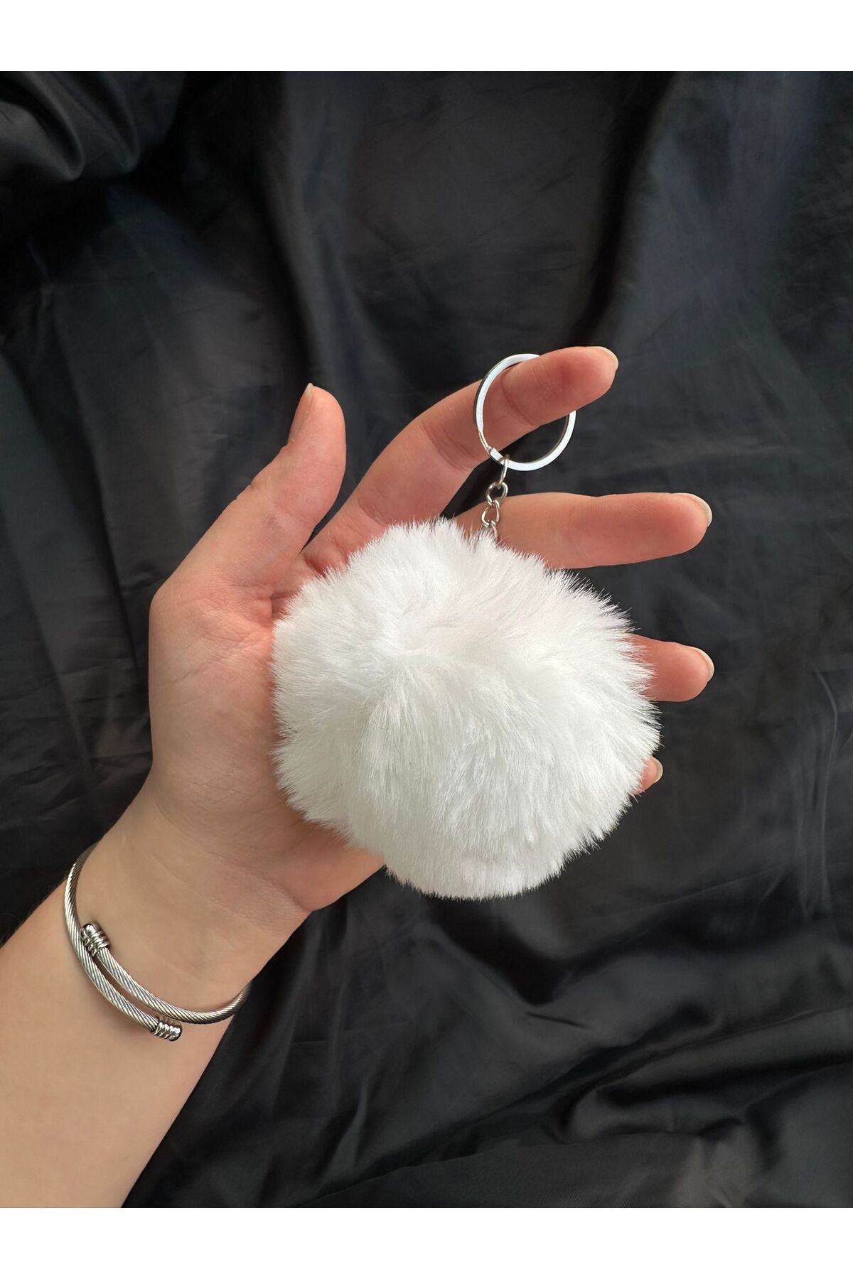 Alos Star Keychain Plush Keychain Pom Pom Keychain Bag Accessory WHITE Plush Keychain Trendyol