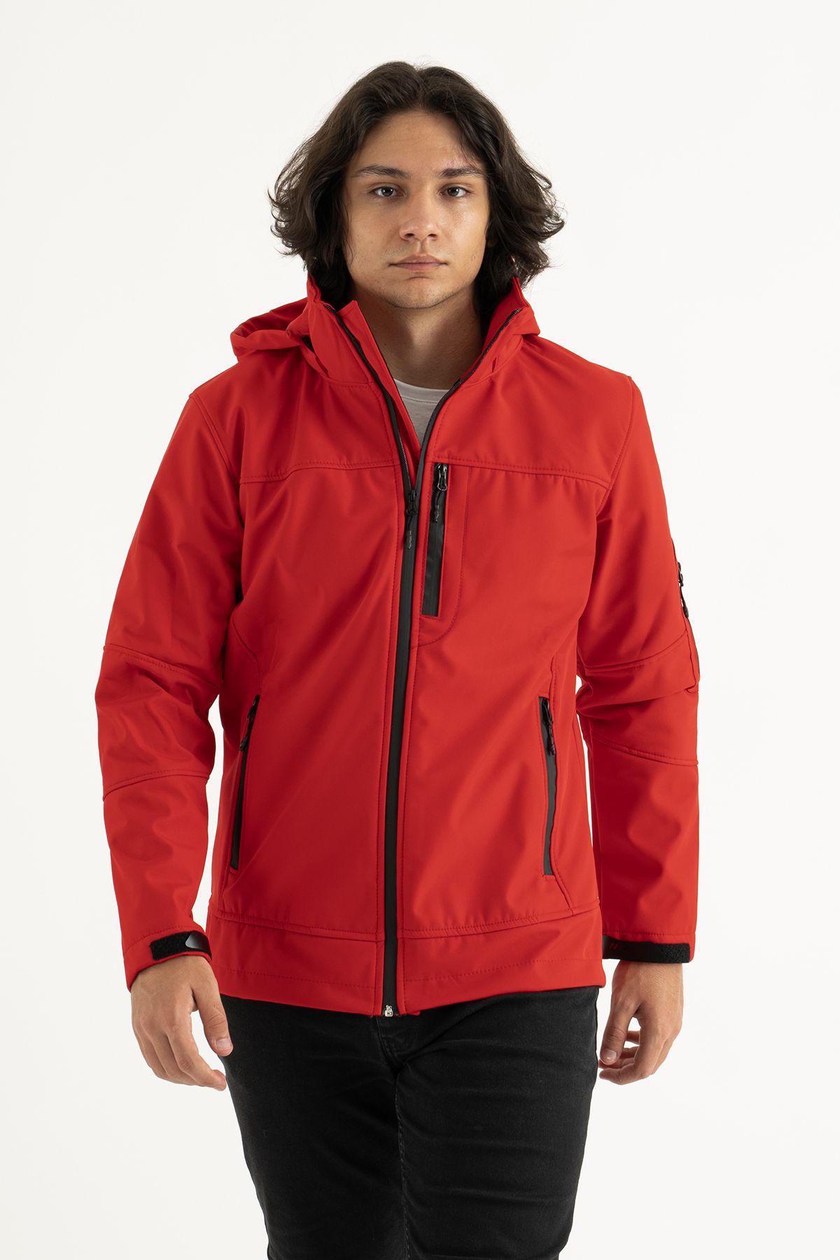 REYNARD Palton Roșu Slim-fit Pentru Bărbați, Fleece, Hidrofugă, Rezistentă La Vânt, În Aer Liber Masculin - S