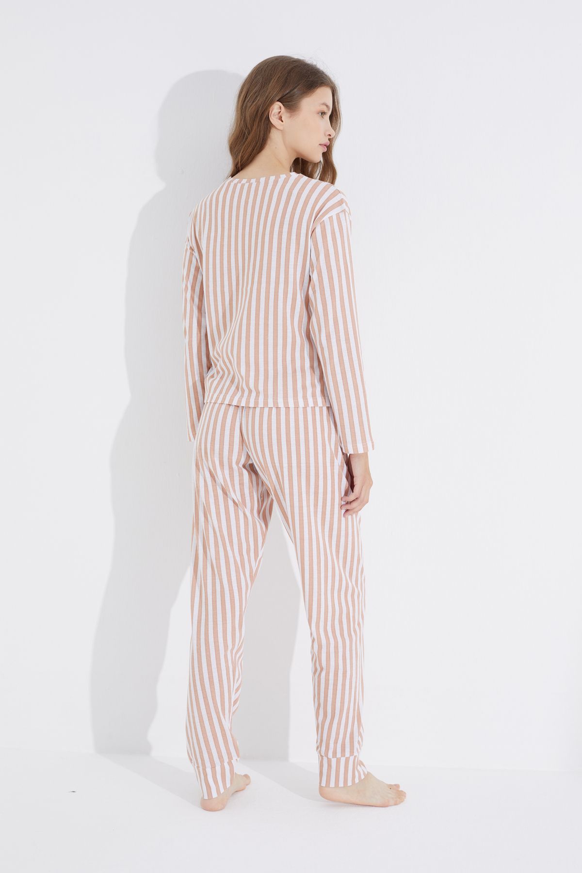 Siyah İnci-norkový bílý Jogger Knitted Pyžama Set 3