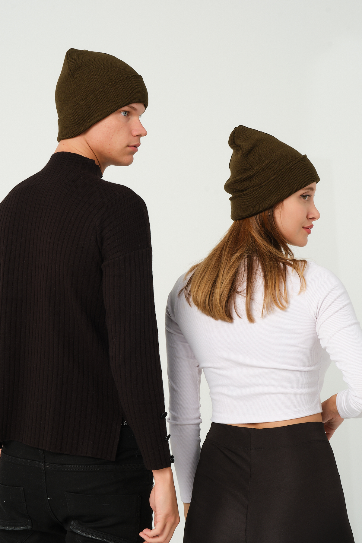 vawensea Unisex Kışlık Katlamalı Bere Tekli Haki görsel 2