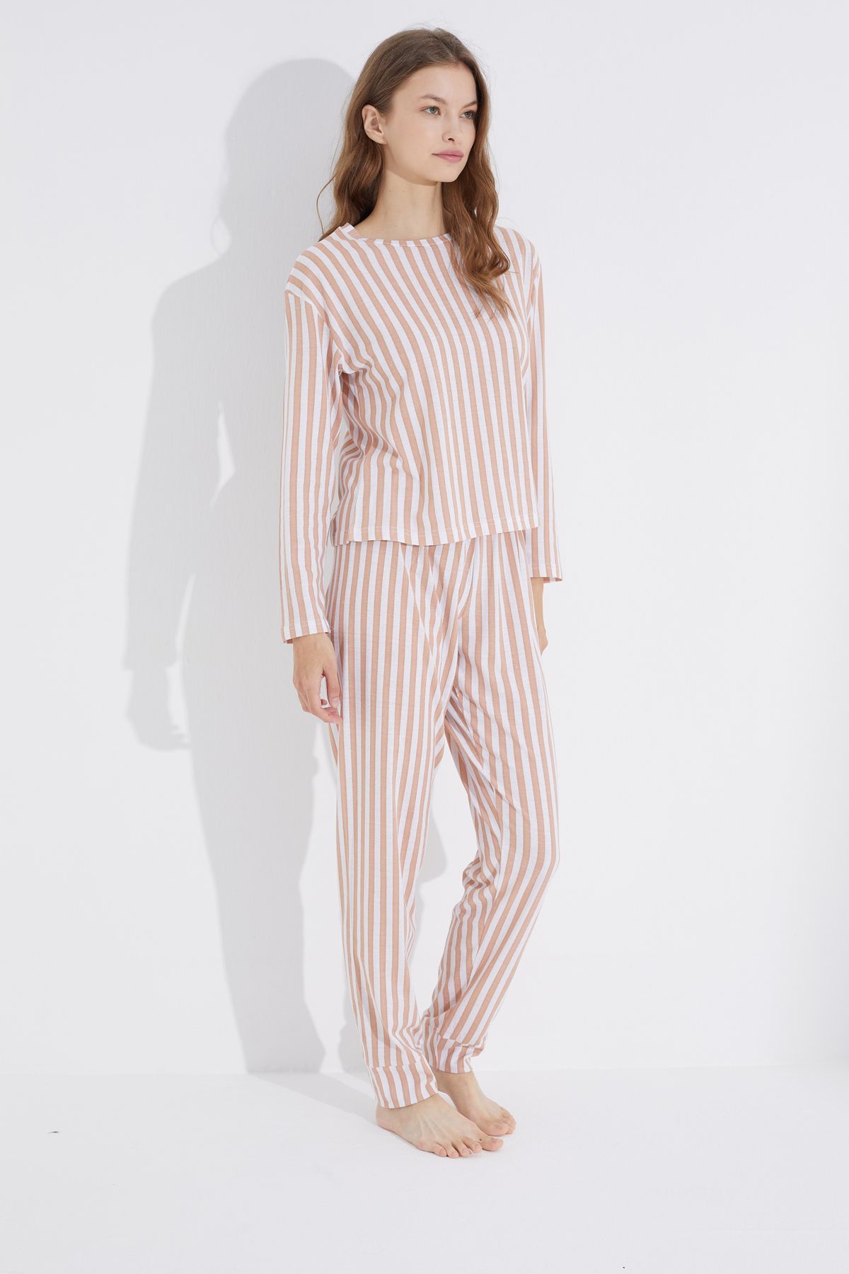 Siyah İnci-norkový bílý Jogger Knitted Pyžama Set 2