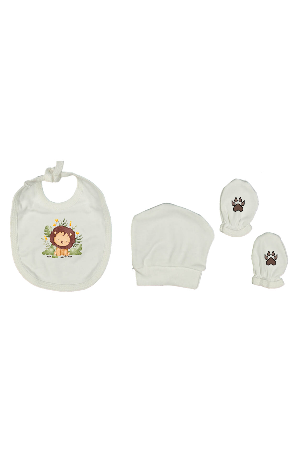 Leone Handmade Isme Özel Aslan Baskılı %100 Pamuklu Yenidoğan Erkek Bebek Hastane Çıkışı Isimli Nakışlı 5 Parça Set fotoğrafı 3 (önizleme)