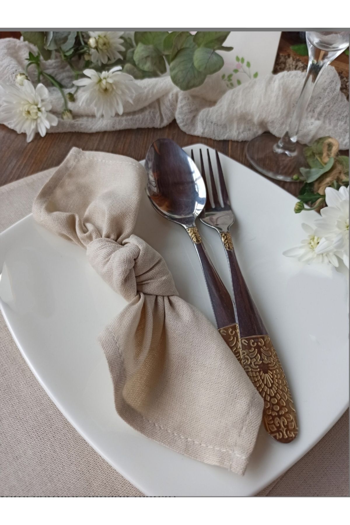 eyma home Șervețel 100% Bumbac Lenjă Crud 30×30 Cm 6buc - Mărime unică