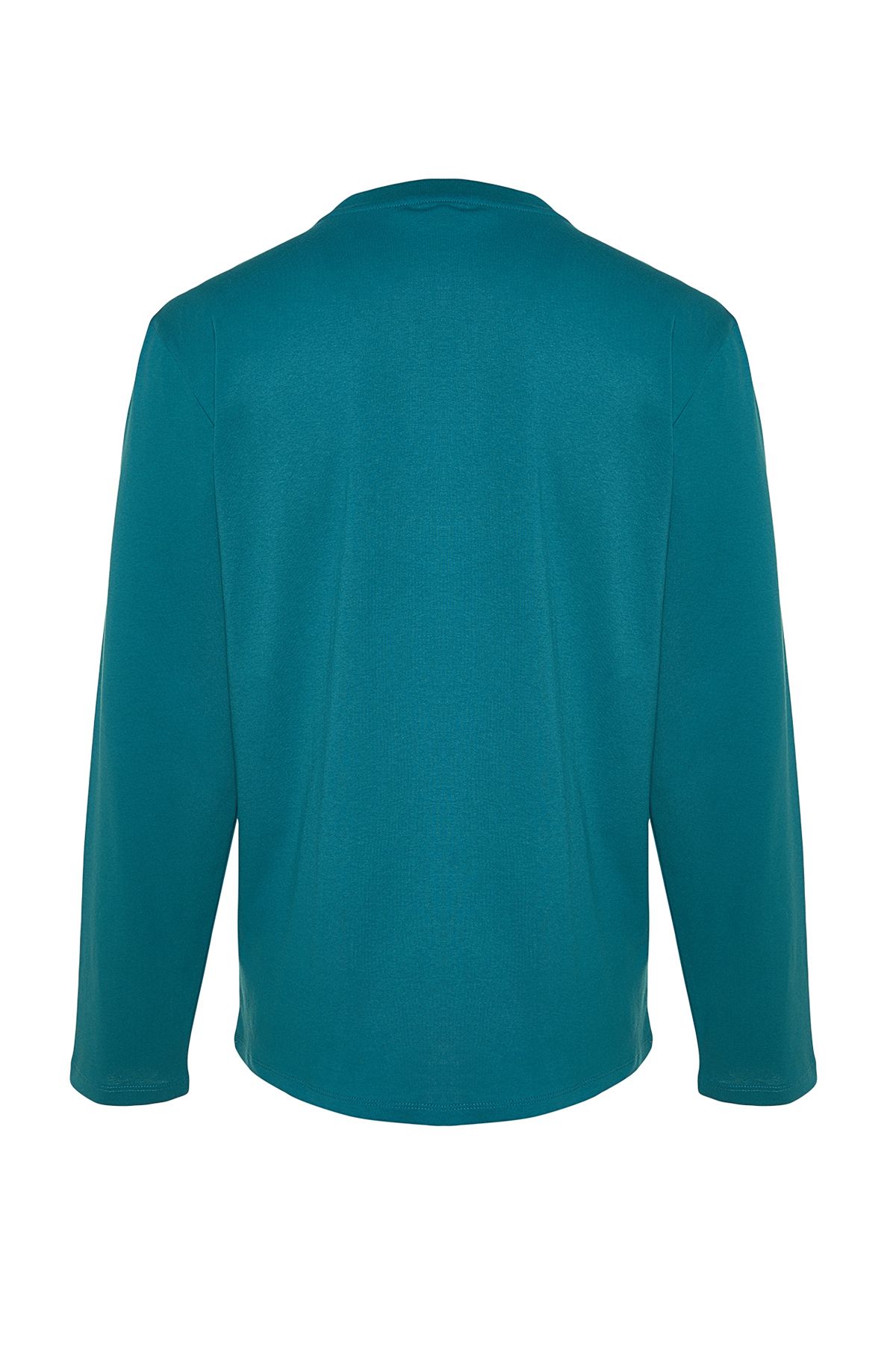 Trendyol Collection-Petrol-Ecru 2er-Pack Langarm-T-Shirts aus 100 % Baumwolle mit normaler Passform TMNAW24TS00001 6