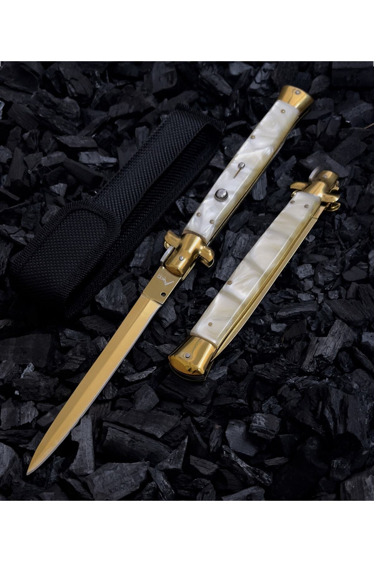 WeKnife Akc Italyan Model Kaliteli Sedef Gold Stiletto Çakı - 33 Cm